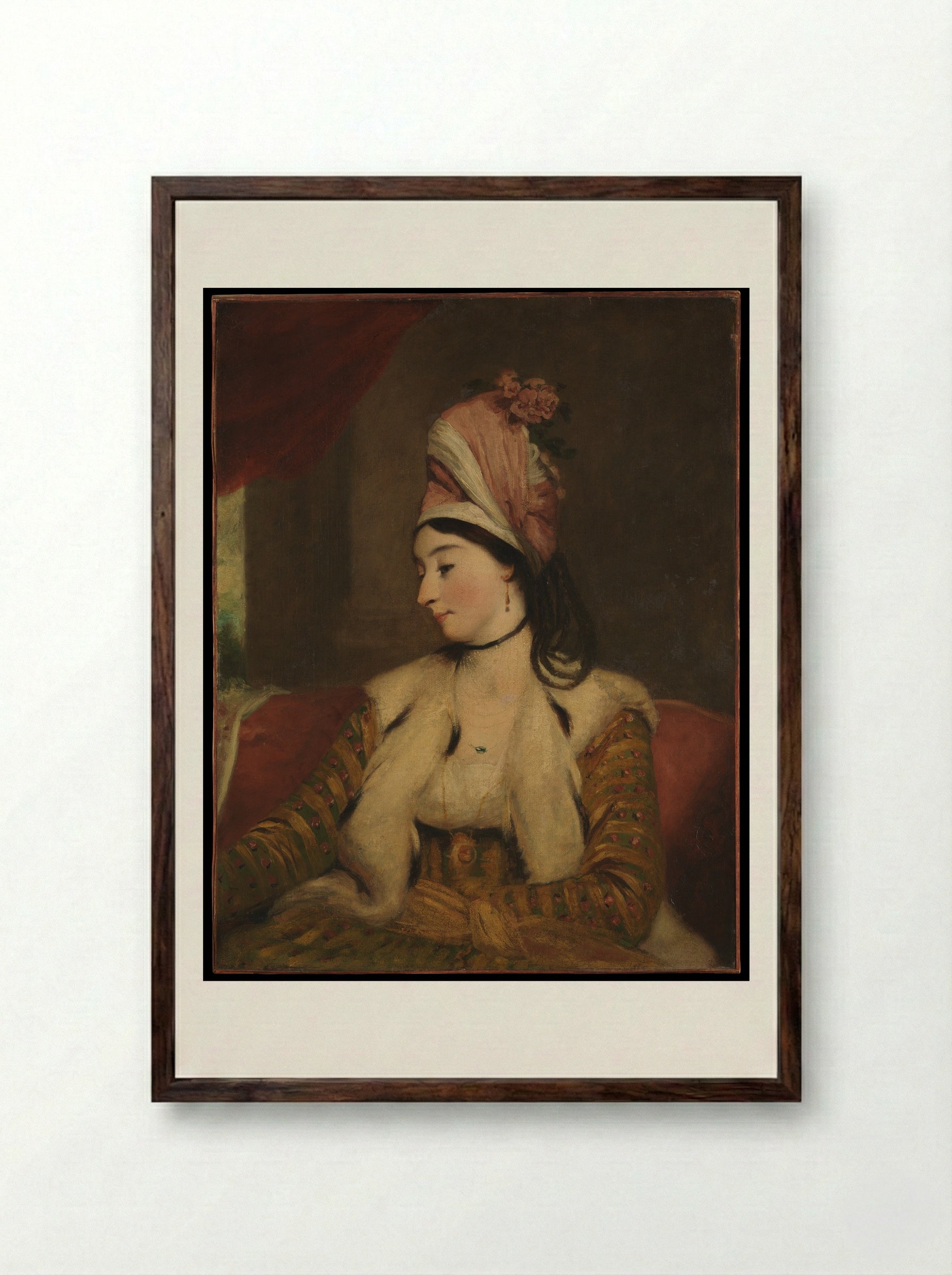 Mrs. George Baldwin (Jane Maltass, 1763–1839) - Sir Joshua Reynolds - Framed Print Dark Wood