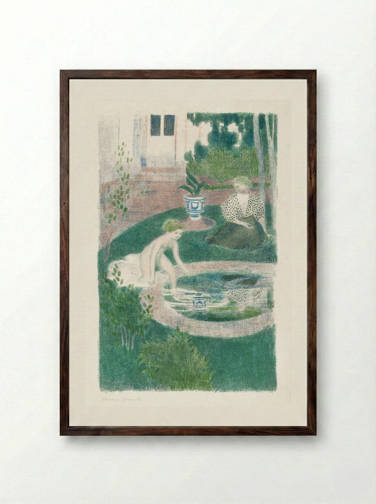 The Reflection in the Fountain (Le reflet dans la fontaine) - Maurice Denis - Framed Print Dark Wood