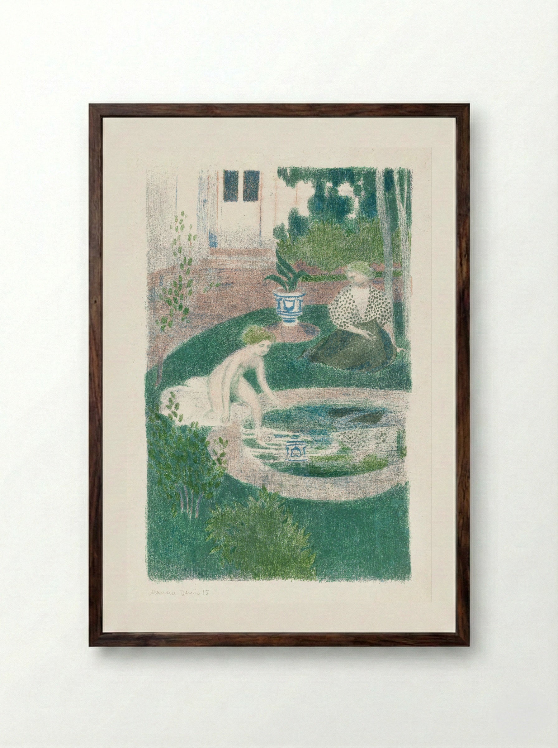 The Reflection in the Fountain (Le reflet dans la fontaine) - Maurice Denis - Framed Print Dark Wood