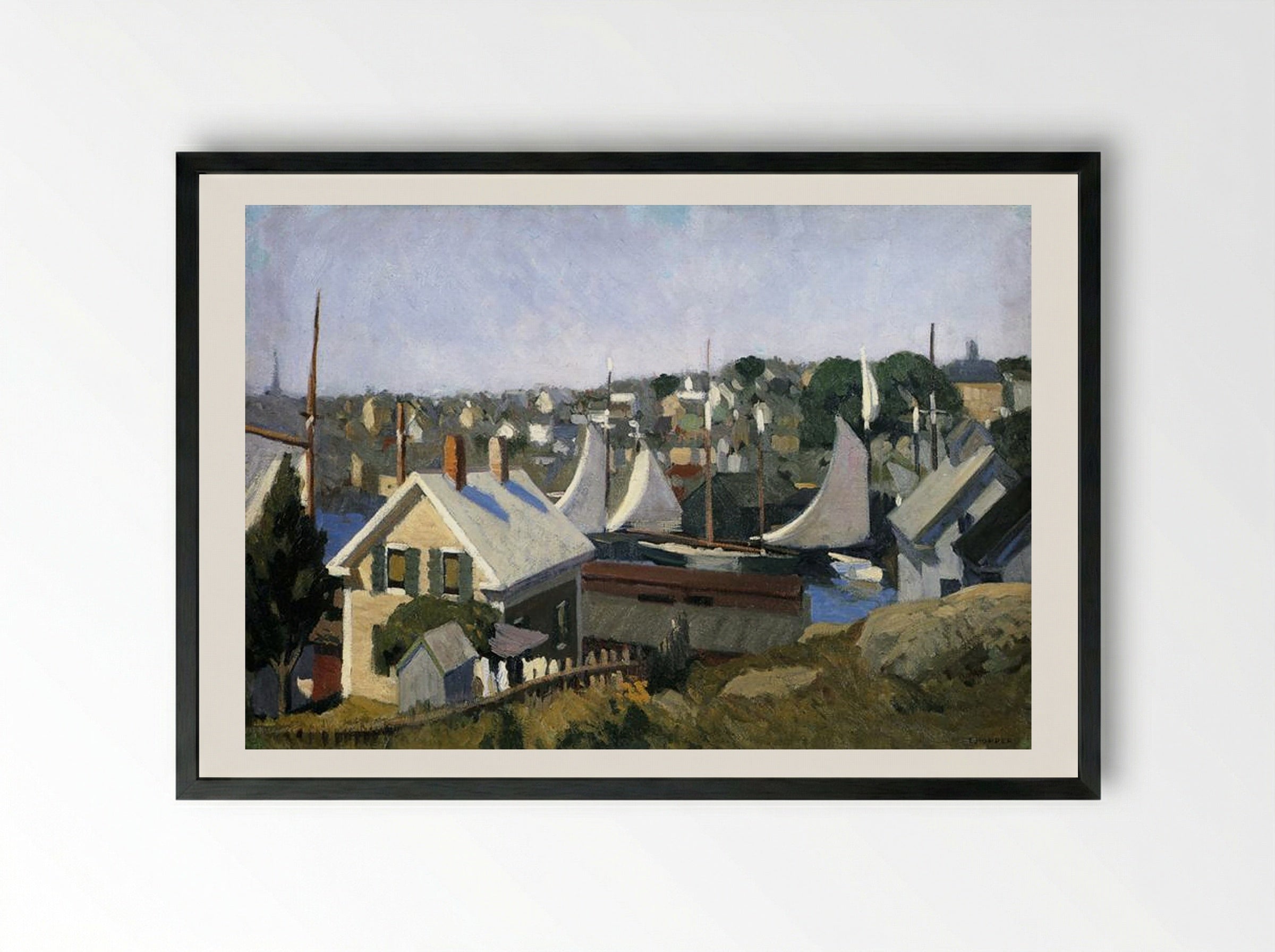 Gloucester Harbor - Edward Hopper - Framed Print Black
