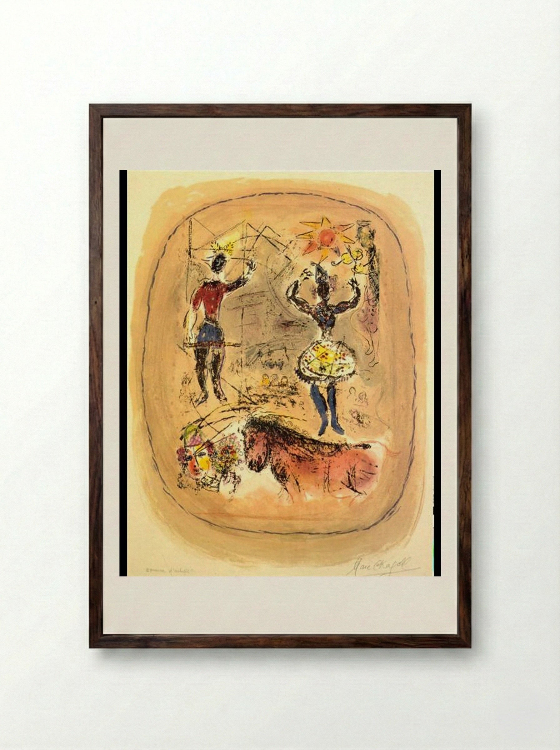 The Starlit Circus - Marc Chagall - Framed Print Dark Wood