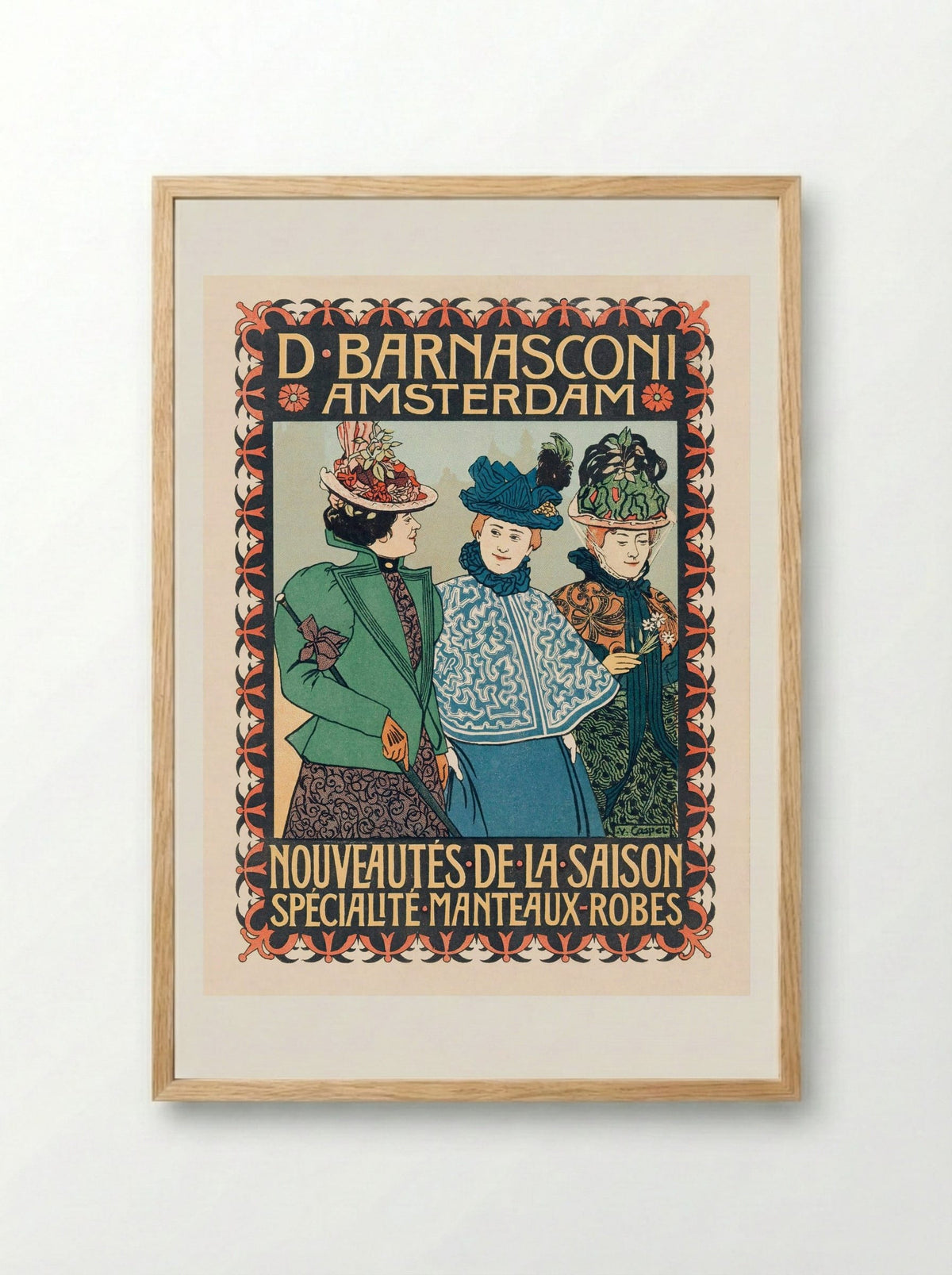 Advertentie van kledingzaak D. Barnasconi in Amsterdam - Johann Georg van Caspel - Framed Print Wood