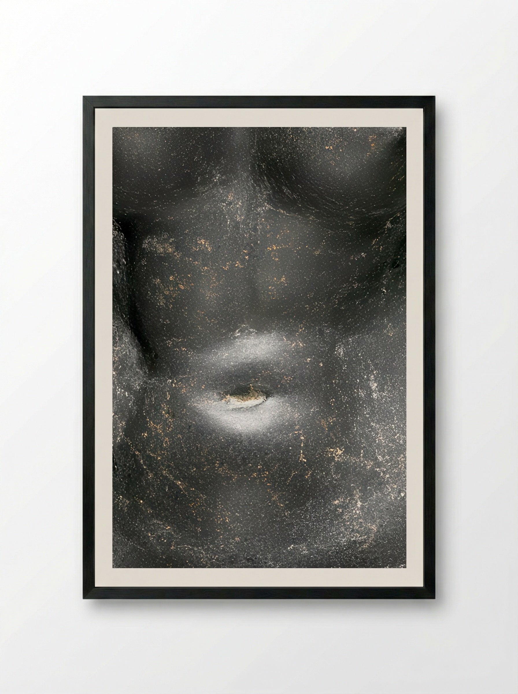 Torso of Aphrodite (Basalt Sculpture) - Fine Art Print - Framed Print Black