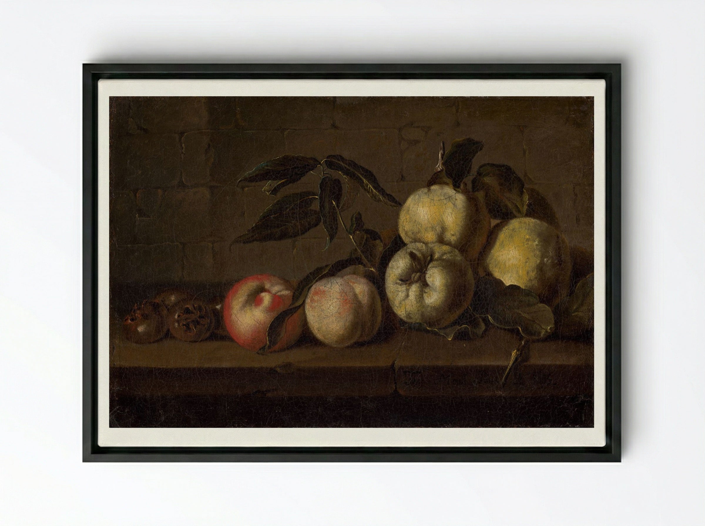 Still Life with Fruit - Fine Art Print - Framed Canvas Black