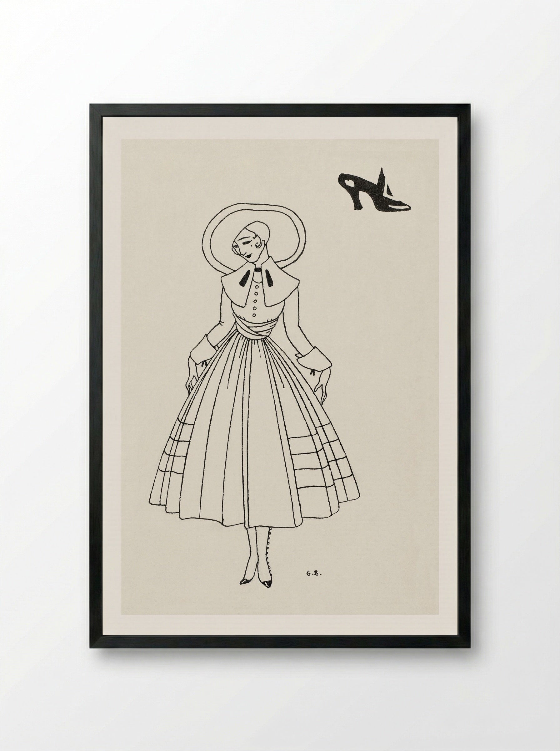 No. 8 (Fashion Illustration from Gazette du Bon Ton) - George Barbier - Framed Print Black