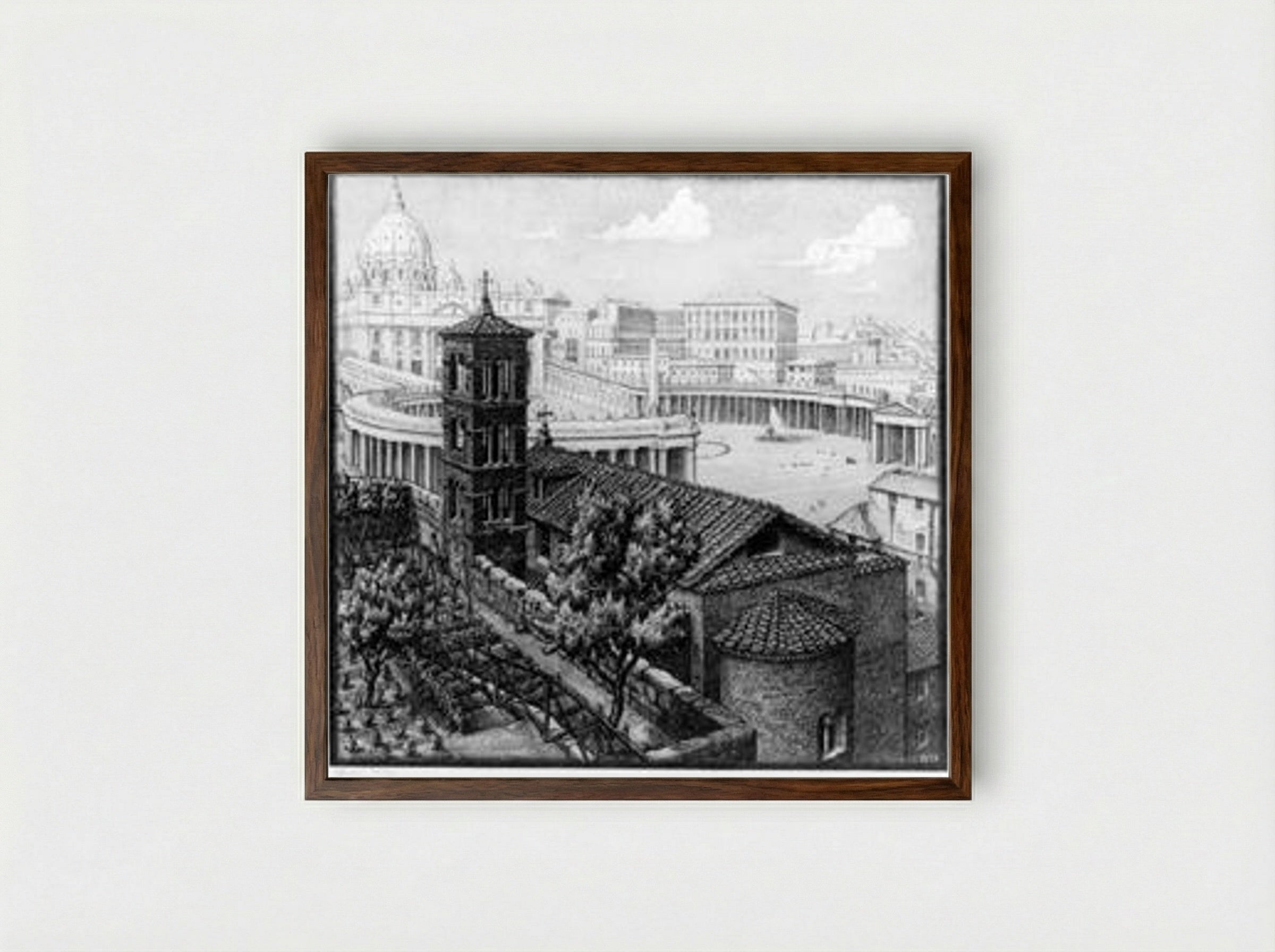 San Michele Dei Frisone, Rome - M.C. Escher - Framed Print Dark Wood