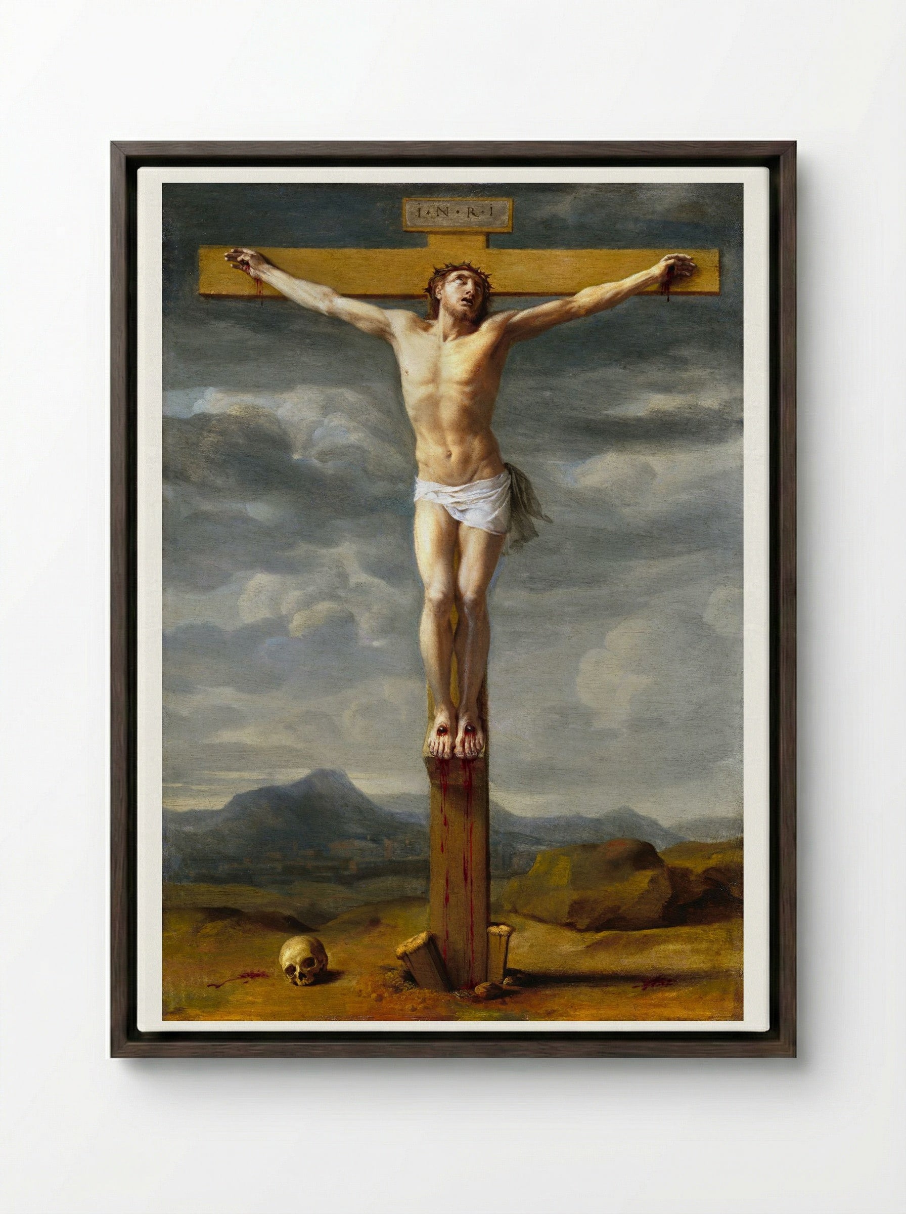 Crucifixion - Eustache Le Sueur - Framed Canvas Dark Wood