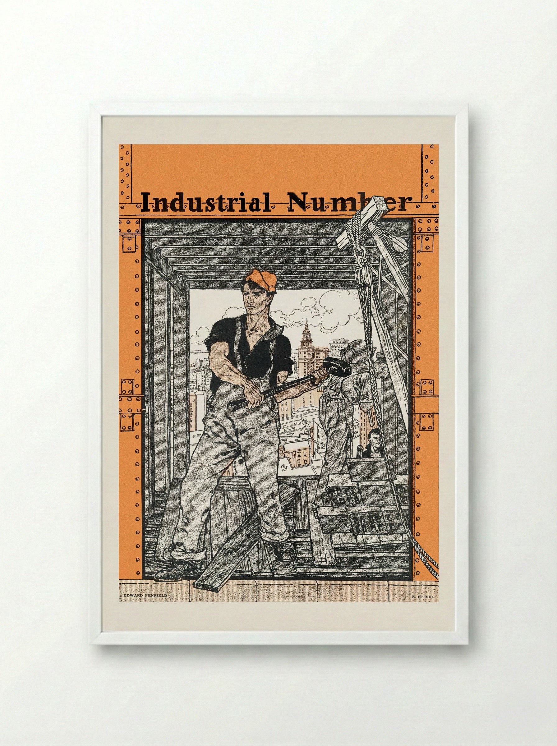 Industrial Number - Edward Penfield - Framed Print White