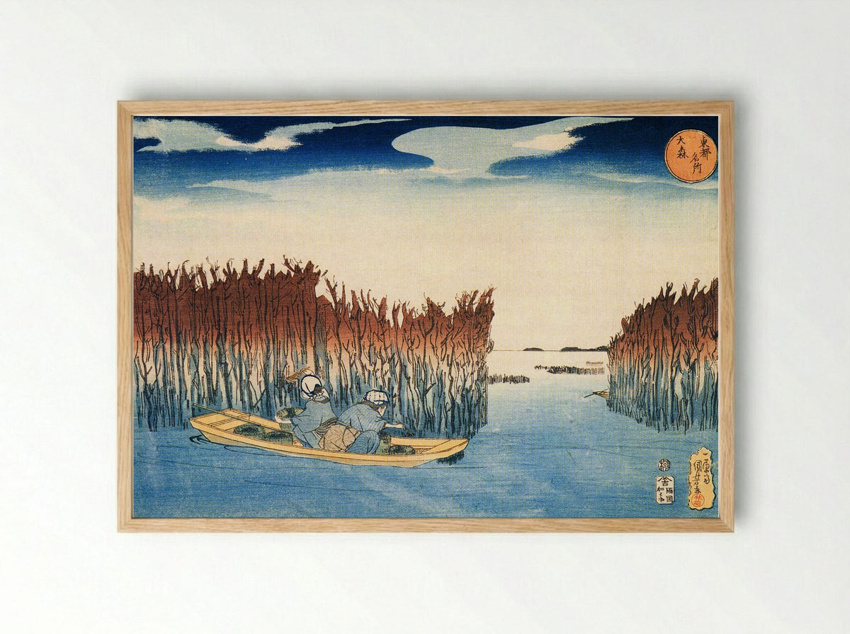 Seaweed Gatherers at Omori - Utagawa Kuniyoshi - Framed Print Wood