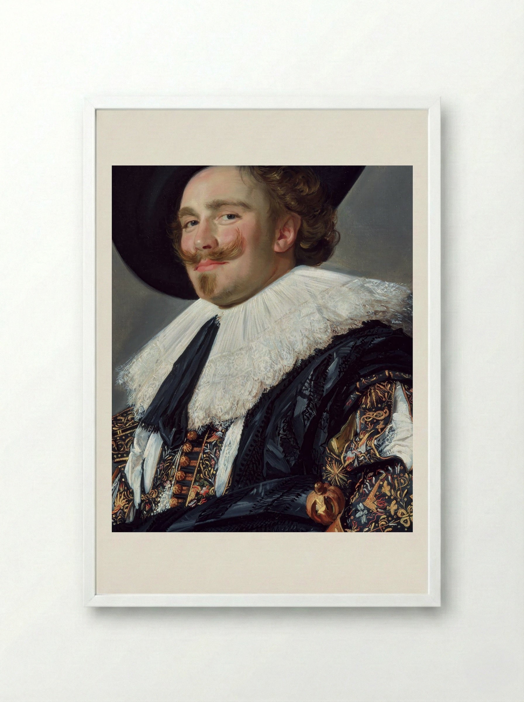 The Merry Cavalier - Frans Hals - Framed Print White