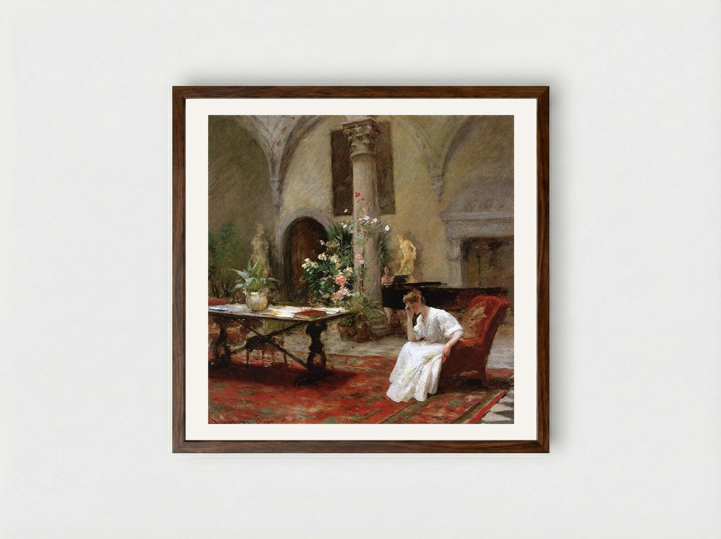 The Song - William Merritt Chase - Framed Print Dark Wood