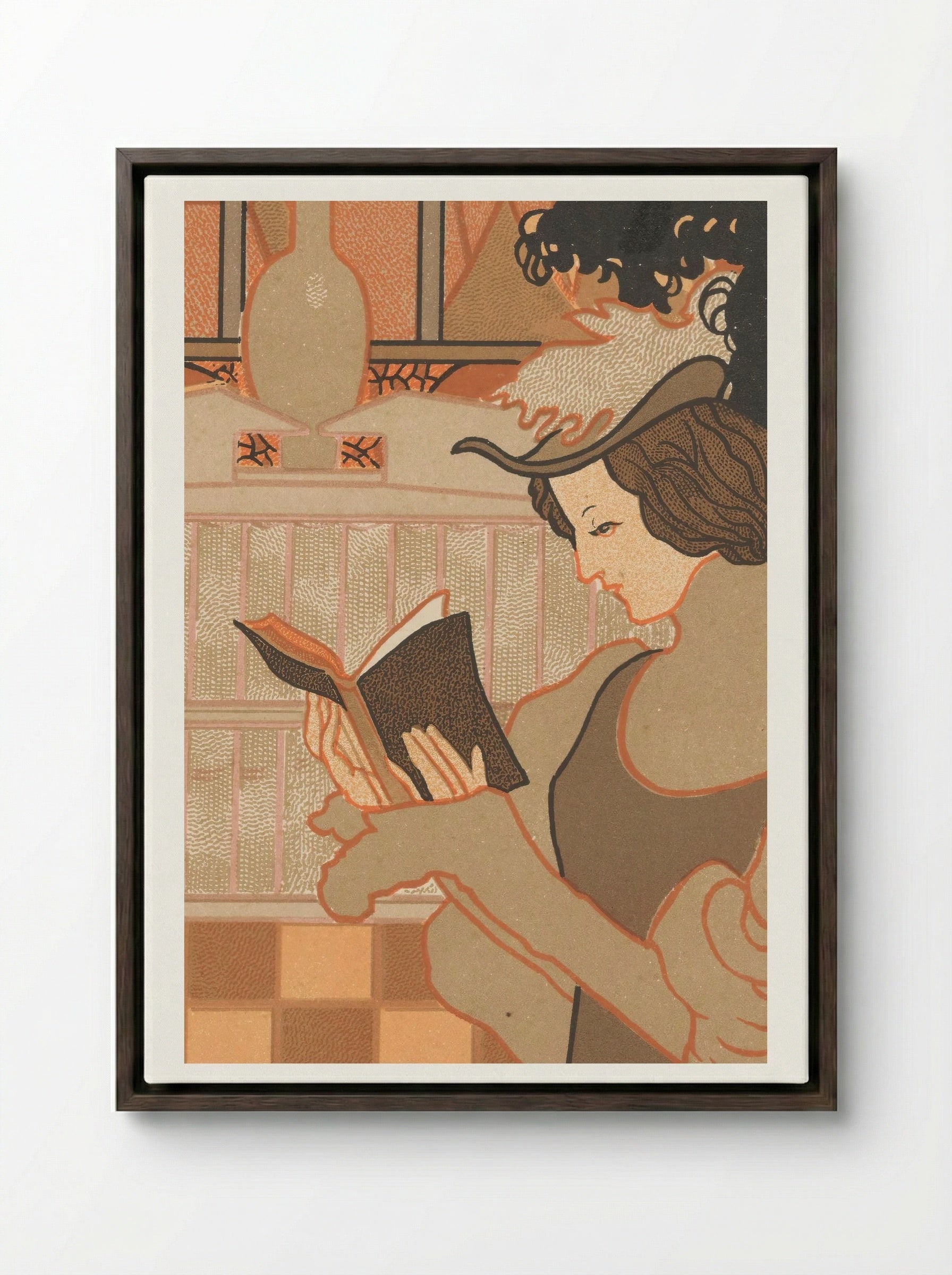 Nieuwjaarswens van Octave Uzanne voor het jaar 1897 - Georges de Feure - Framed Canvas Dark Wood