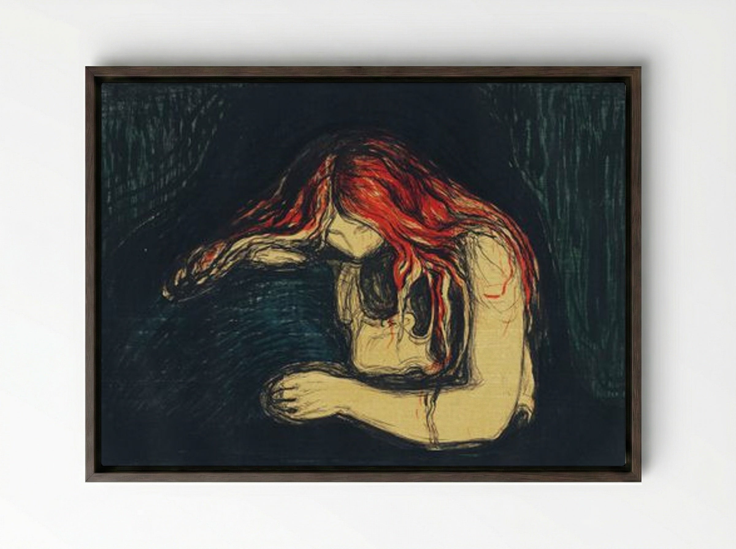 The Vampire II - Edvard Munch - Framed Canvas Dark Wood