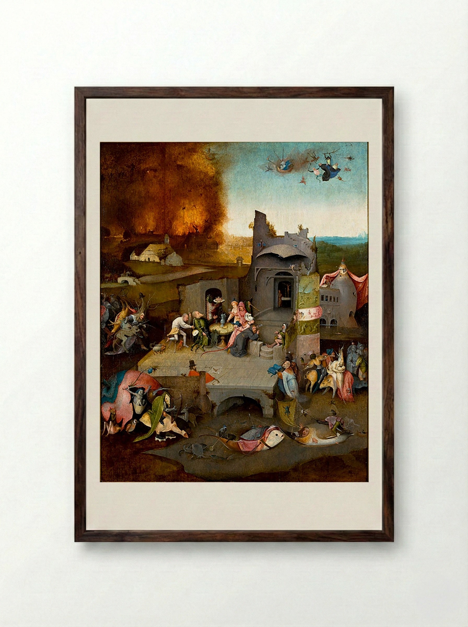 The Temptation of Saint Anthony - Hieronymus Bosch - Framed Print Dark Wood