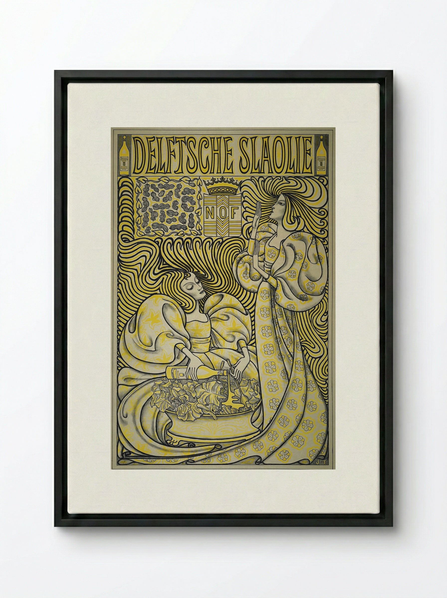 Poster for Delft Salad Oil - Jan Toorop - Framed Canvas Black