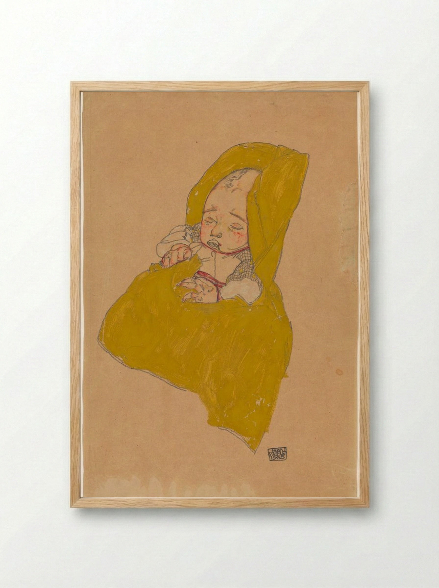 Infant in Swaddling Clothes - Egon Schiele - Framed Print Wood