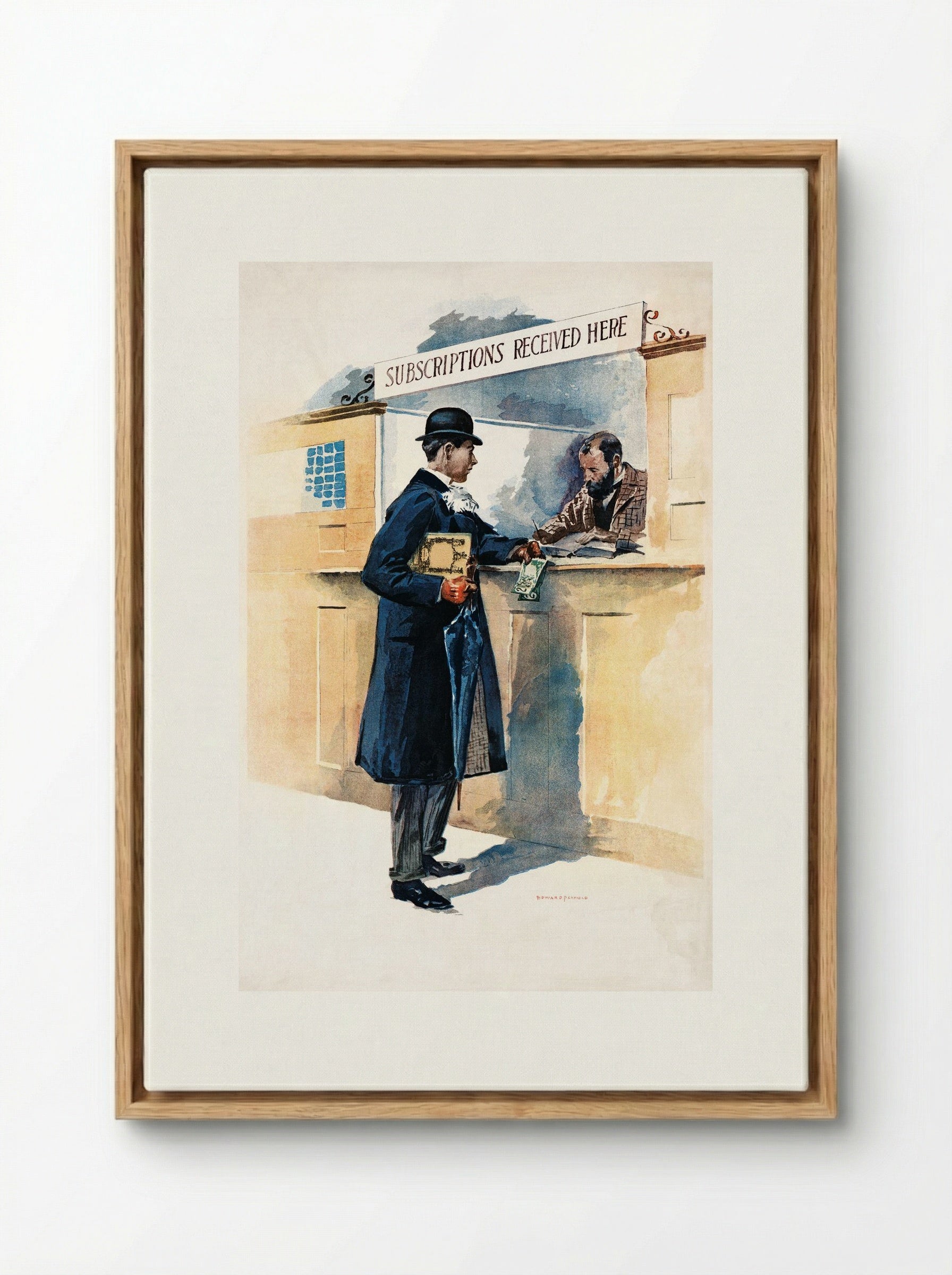 Man Getting Subscriptions - Edward Penfield - Framed Canvas Wood