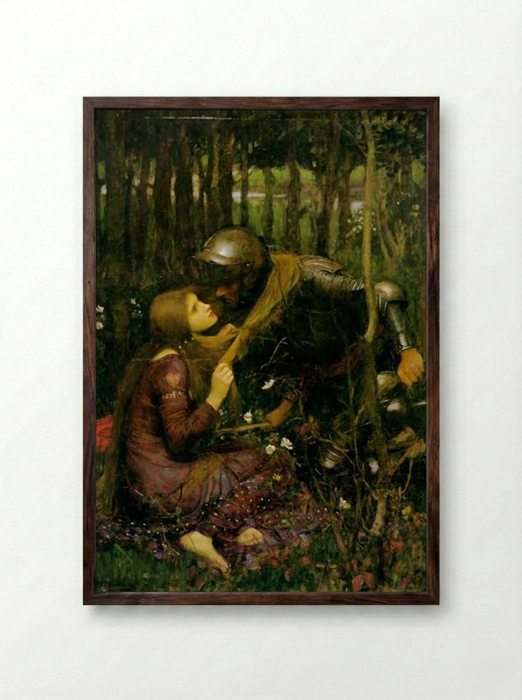 La Belle Dame Sans Merci - John William Waterhouse - Framed Print Dark Wood