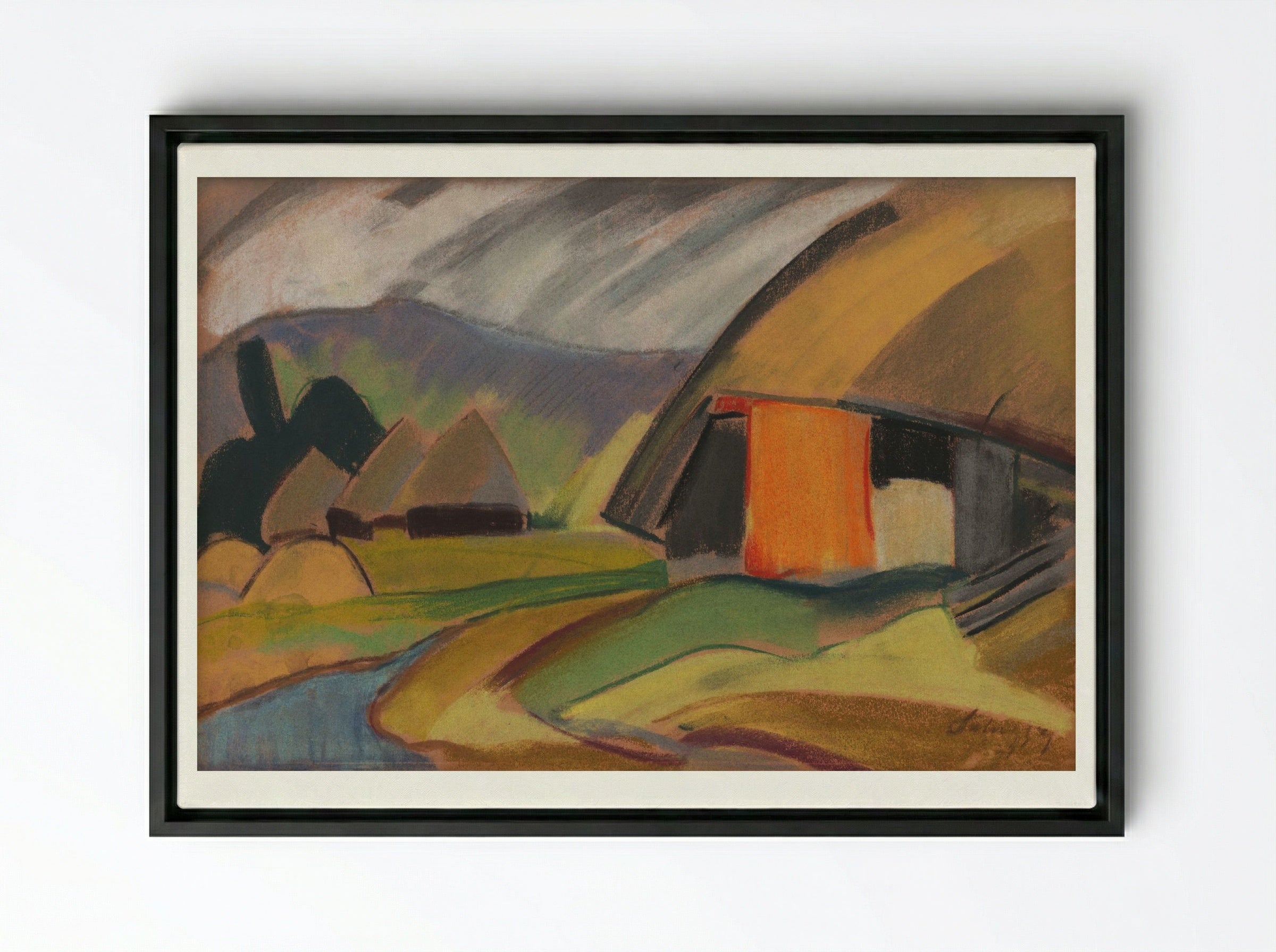 By the Village - Zolo Palugyay - Framed Canvas Black