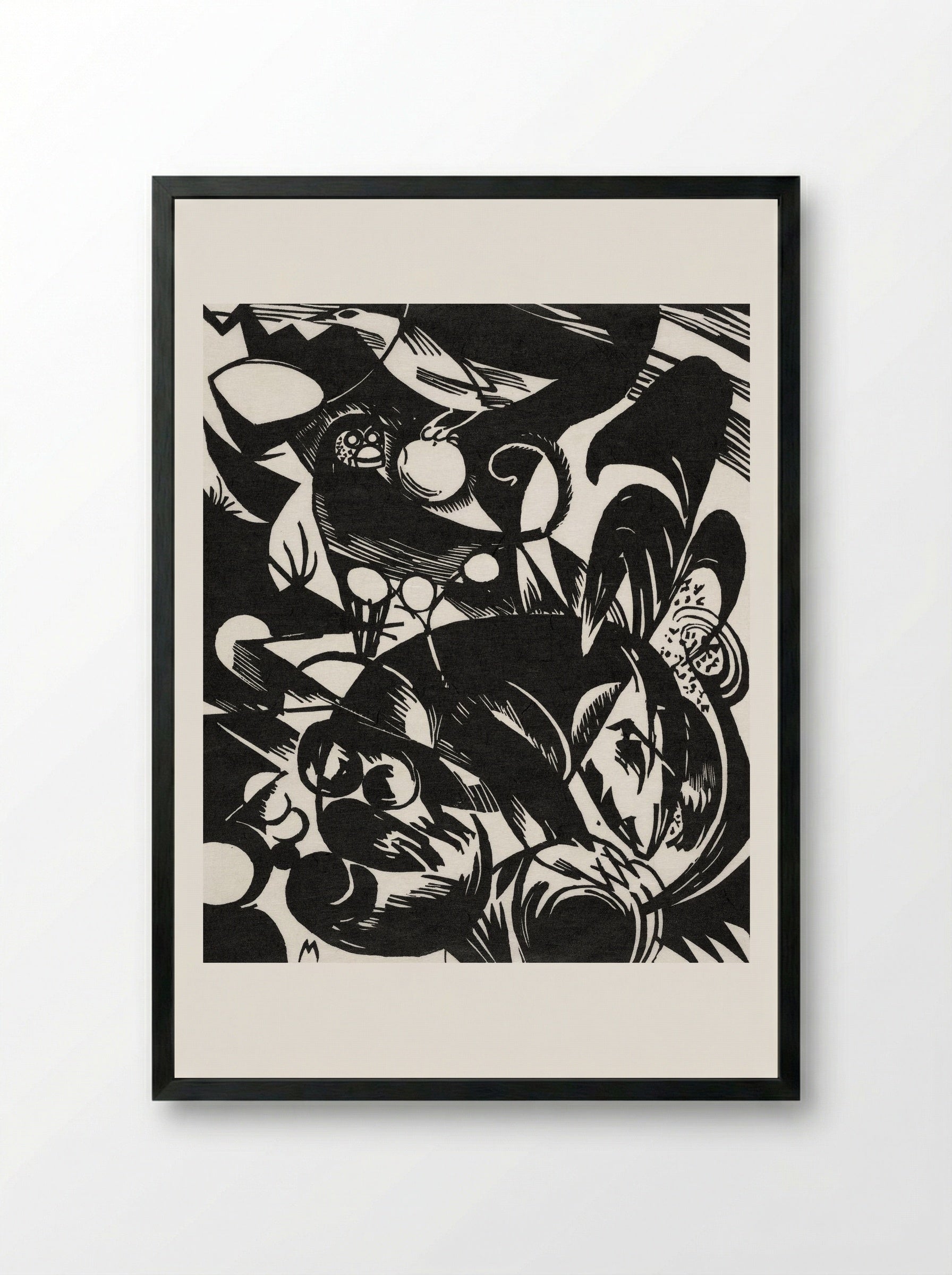 Birds and Fruit - Franz Marc - Framed Print Black