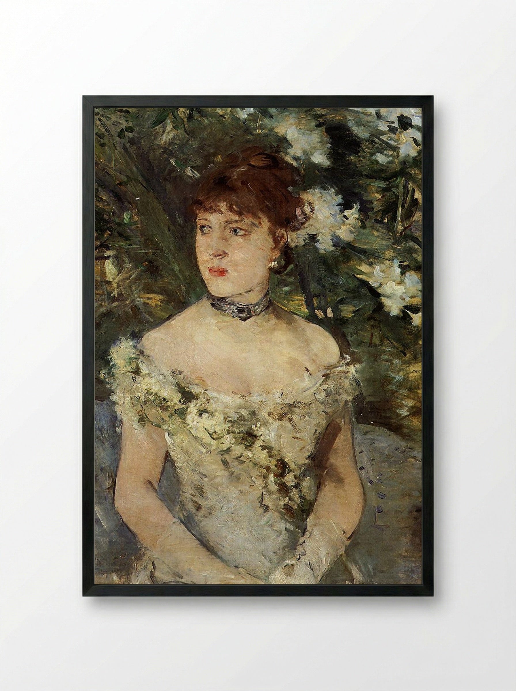 Young Girl in a Ball Gown - Berthe Morisot - Framed Print Black
