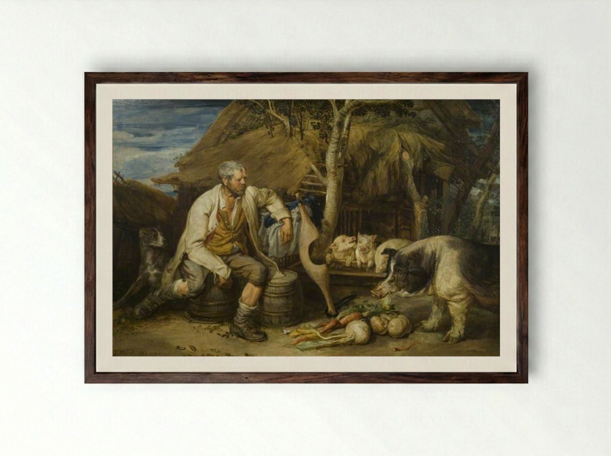 The Swineherd - James Ward - Framed Print Dark Wood