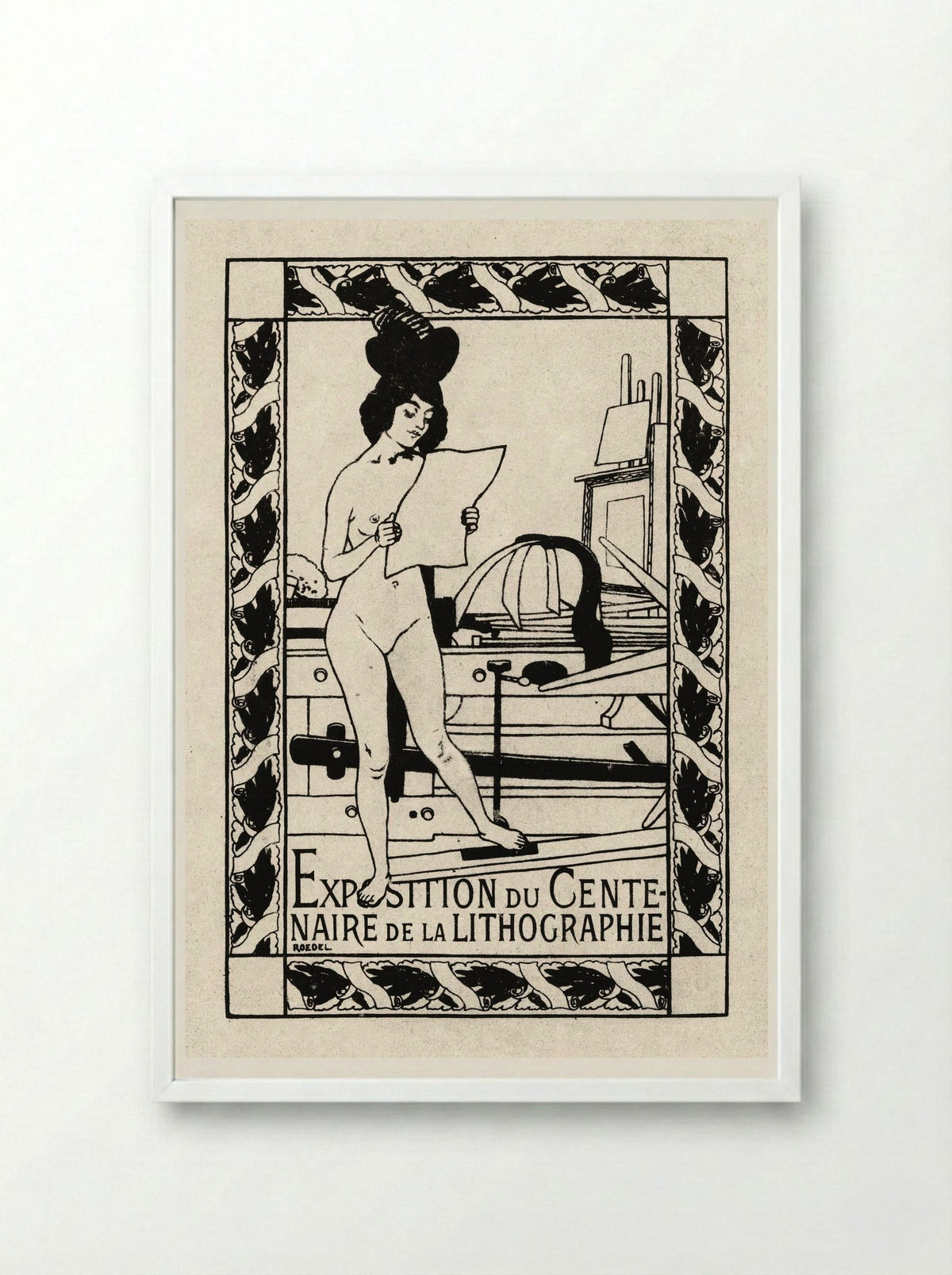 Exposition du Centenaire de la Lithographie - Auguste Roedel - Framed Print White