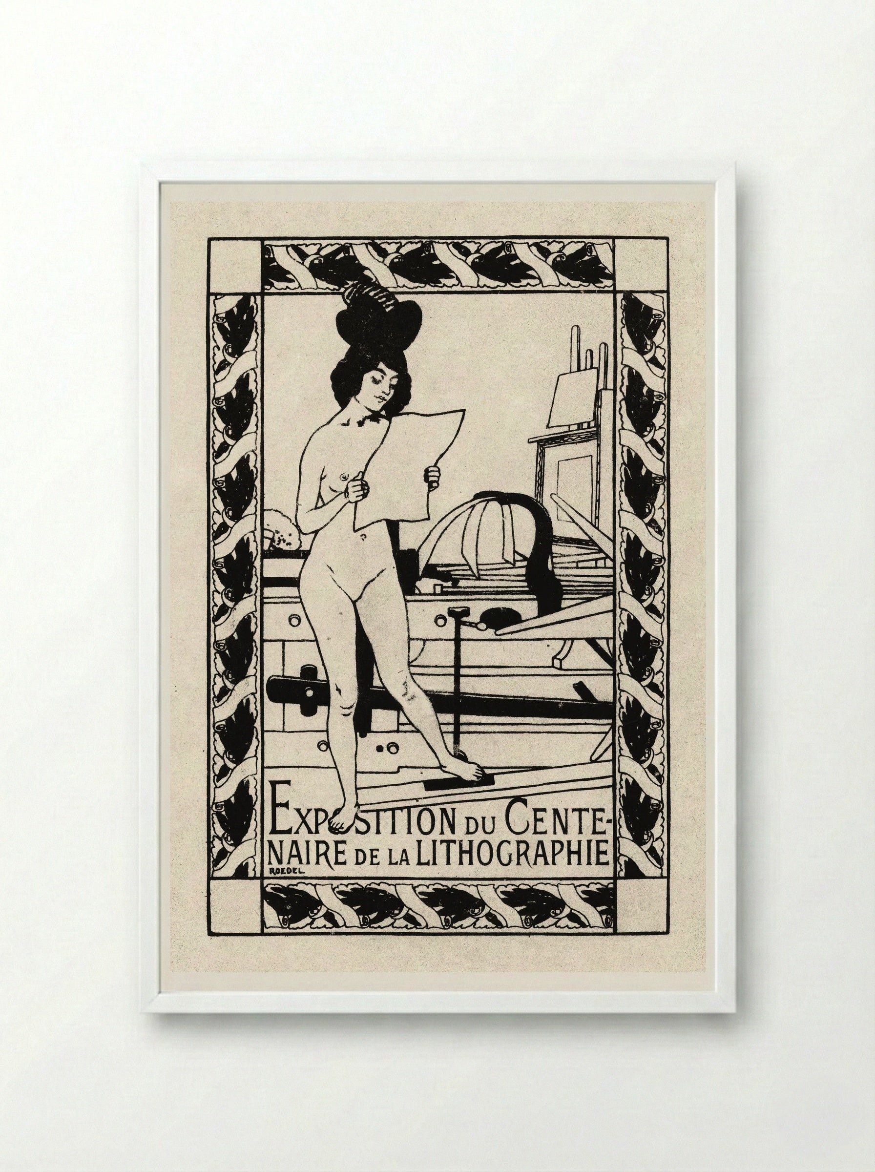 Exposition du Centenaire de la Lithographie - Auguste Roedel - Framed Print White