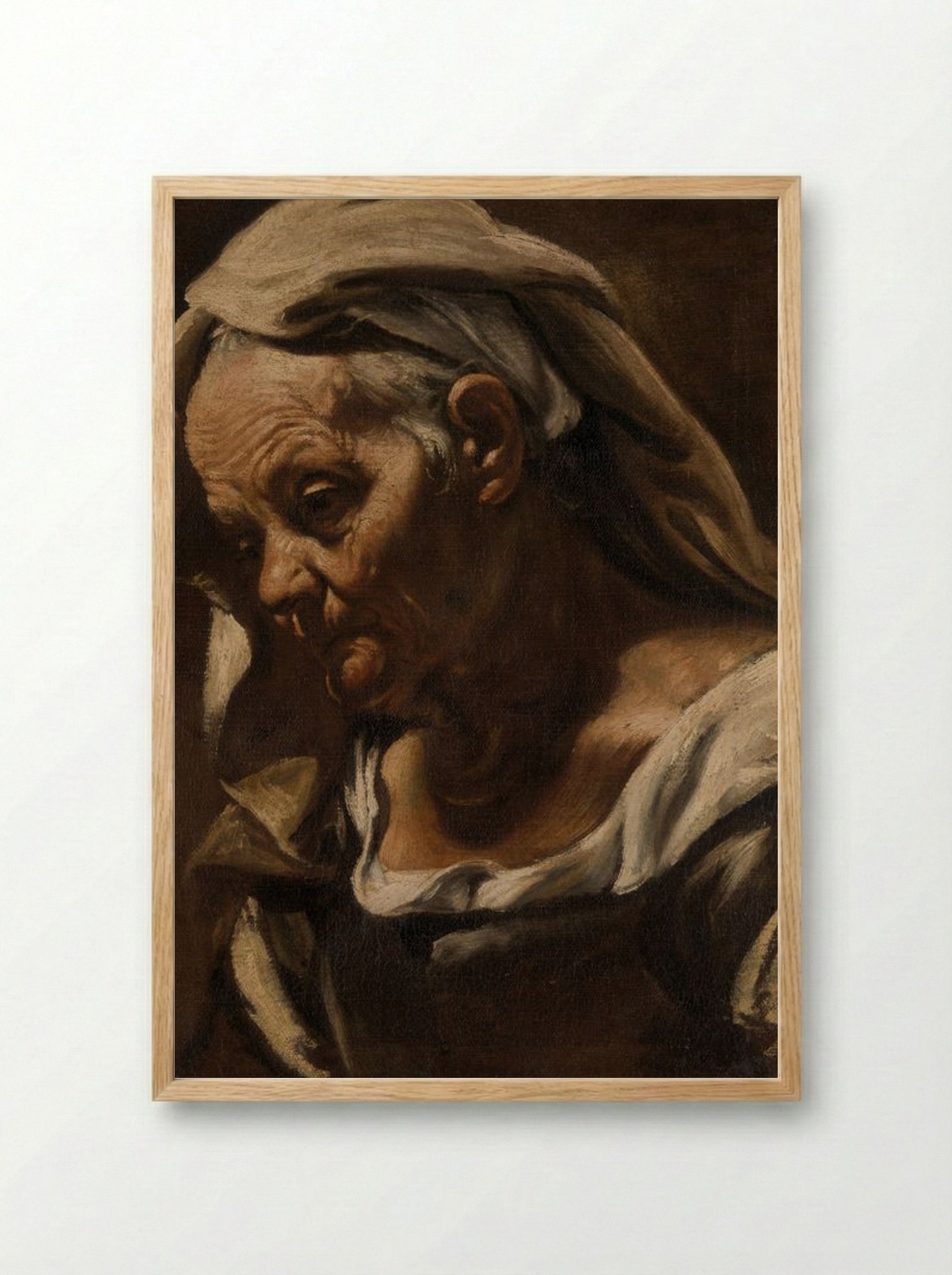 Head of an Old Woman - Orazio Borgianni - Framed Print Wood