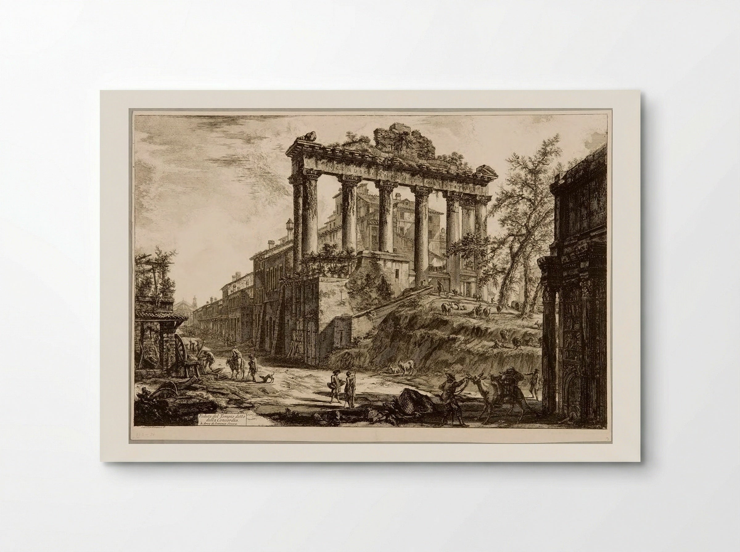 The Temple of Saturn, with a Corner of the Arch of Septimius Severus in the Background - Giovanni Battista Piranesi - Poster
