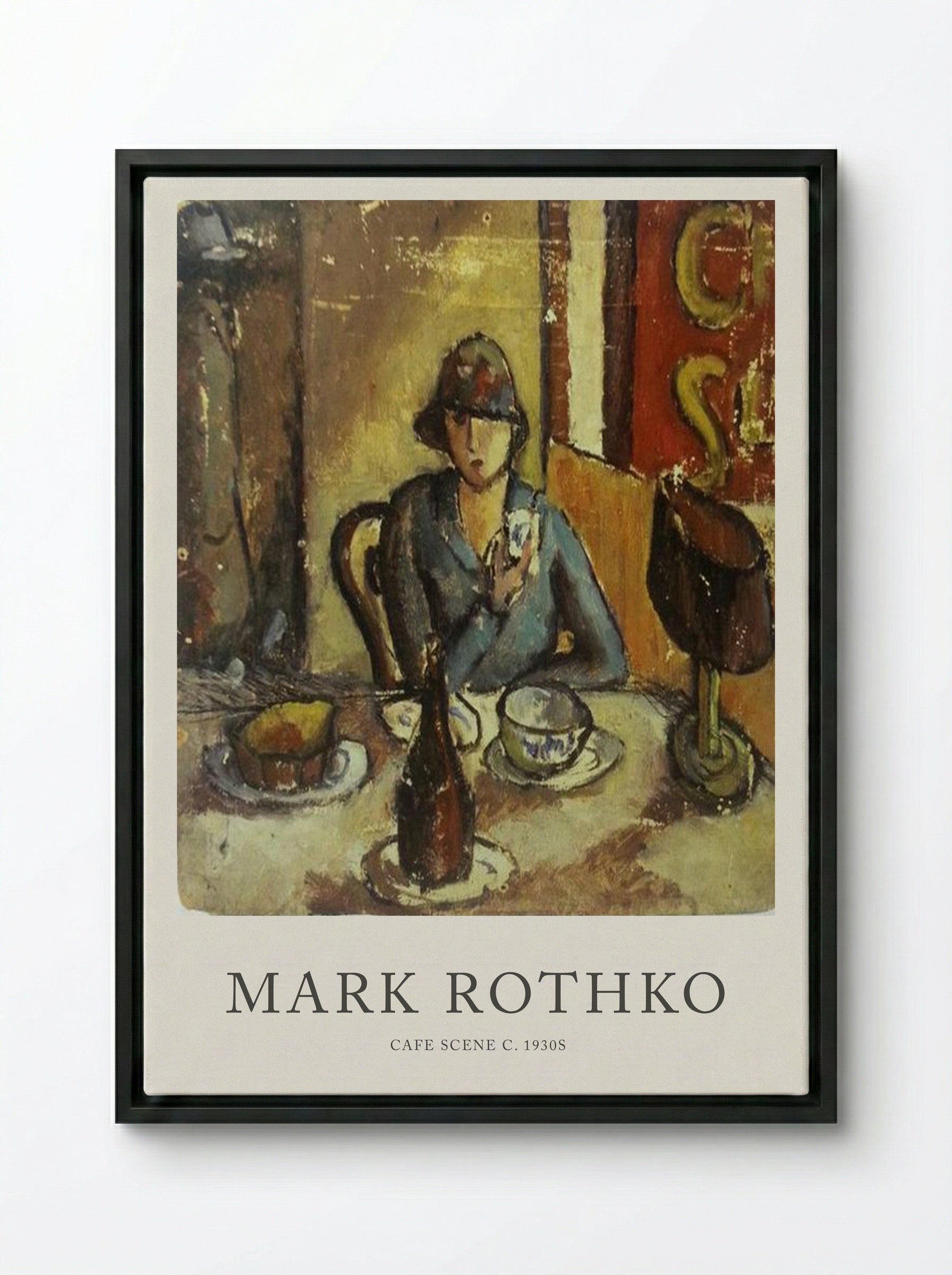 Cafe Scene - Mark Rothko - Framed Canvas Black