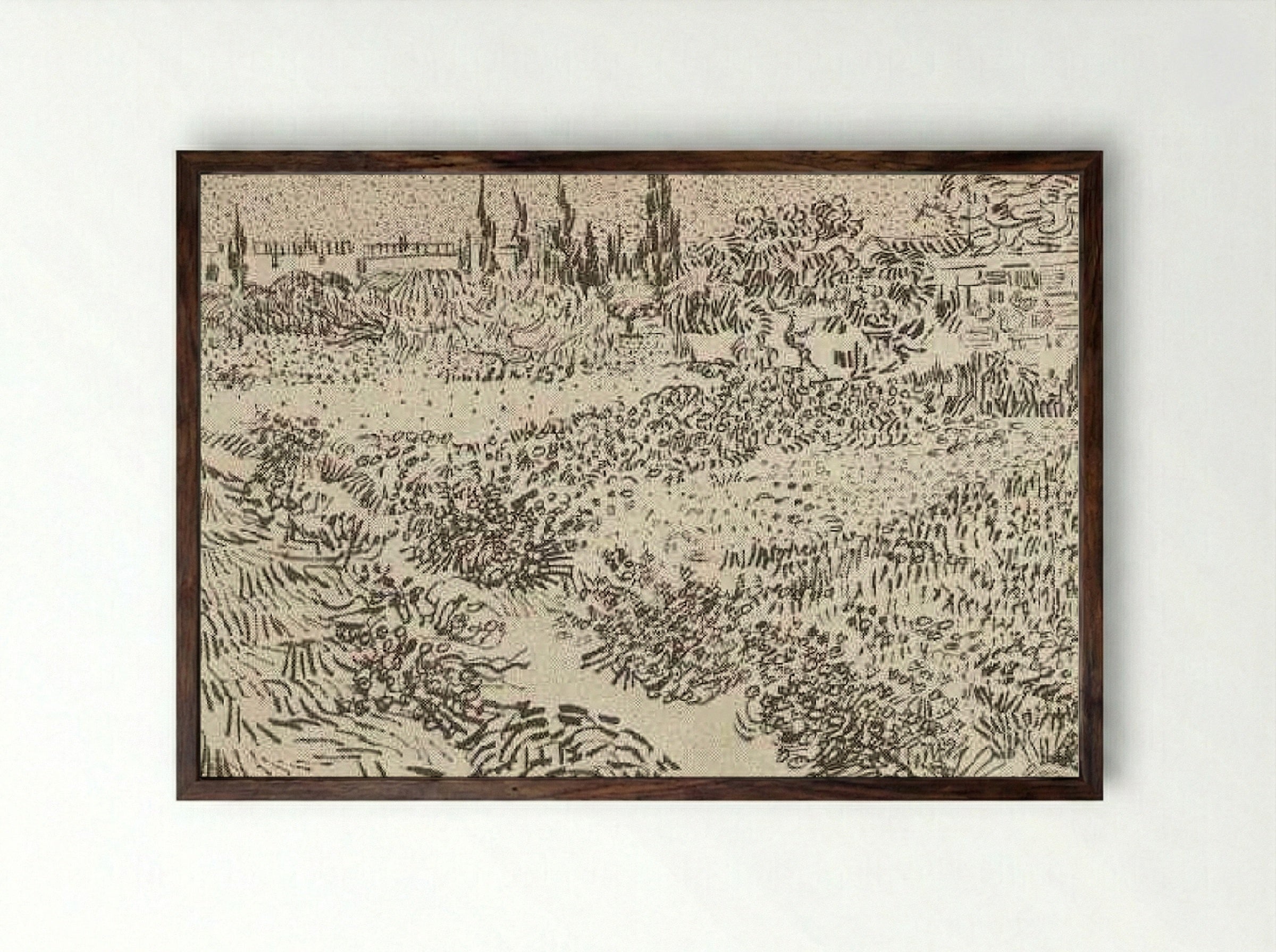 Garden with Flowers - Vincent van Gogh - Framed Print Dark Wood