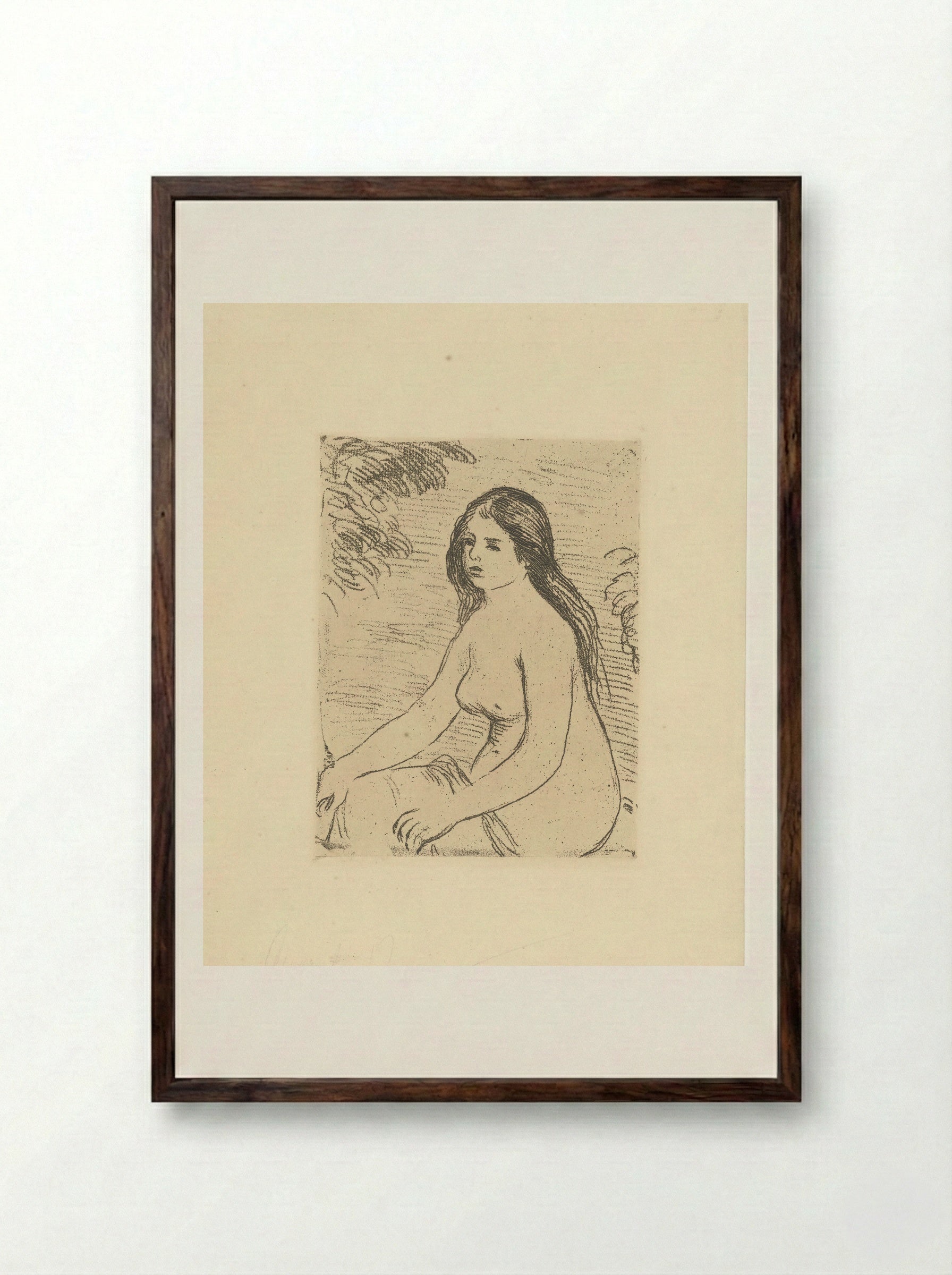 Zittende naakte vrouw (Seated Nude) - Pierre-Auguste Renoir - Framed Print Dark Wood