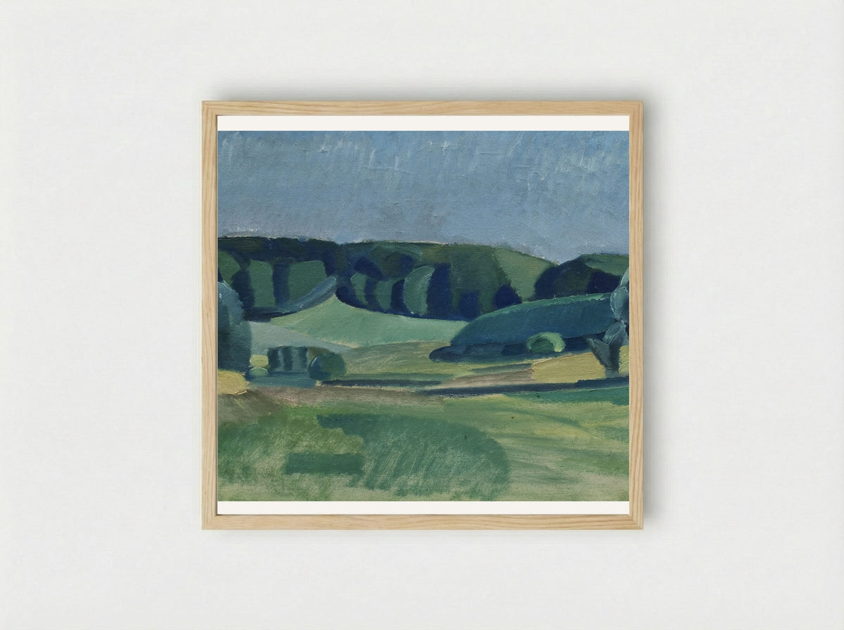 Landscape with Green Fields - Harald Giersing - Framed Print Wood