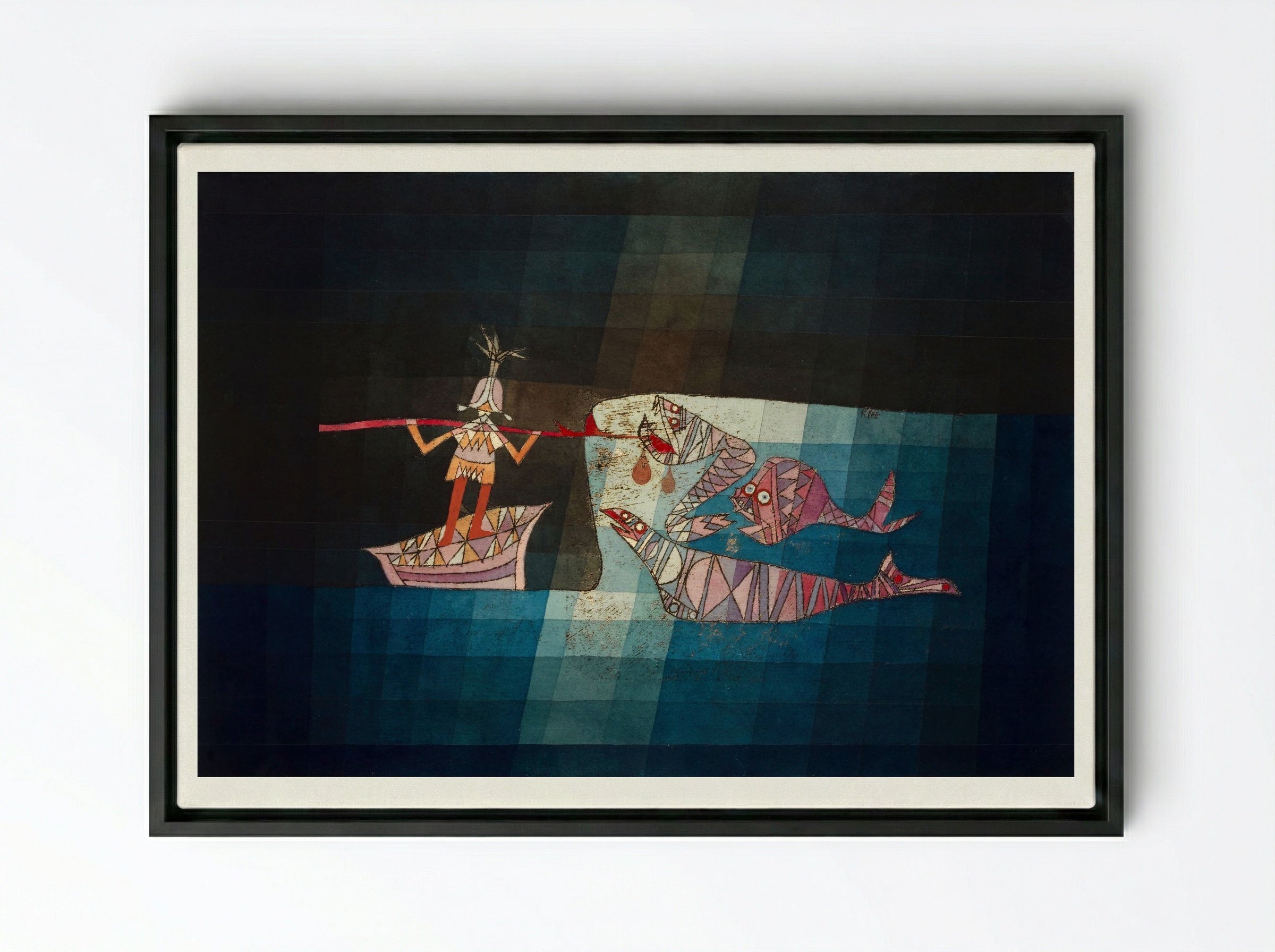 Battle Scene from 'The Seafarers' - Paul Klee - Framed Canvas Black