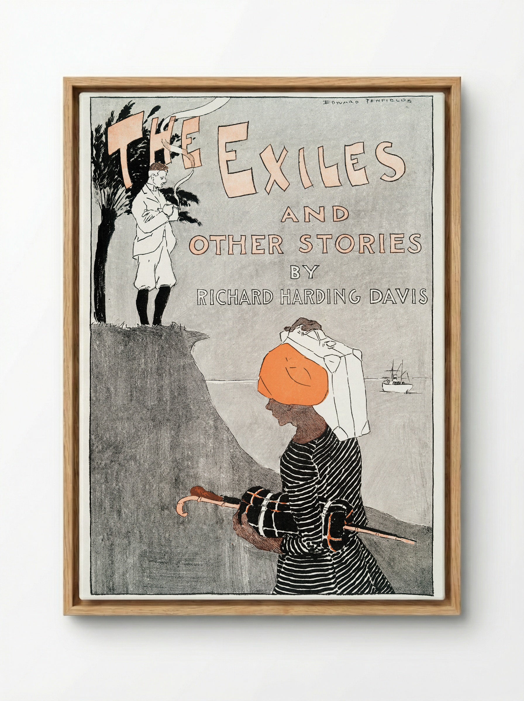 The Exiles and Other Stories by Richard Harding Davis - Edward Penfield - Framed Canvas Wood