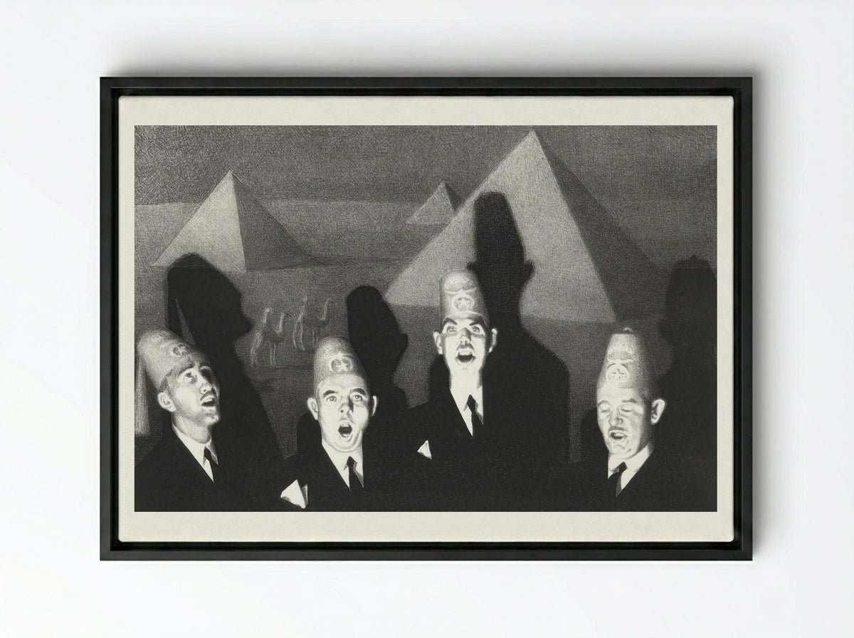 Shriner's Quartet - Grant Wood - Framed Canvas Black