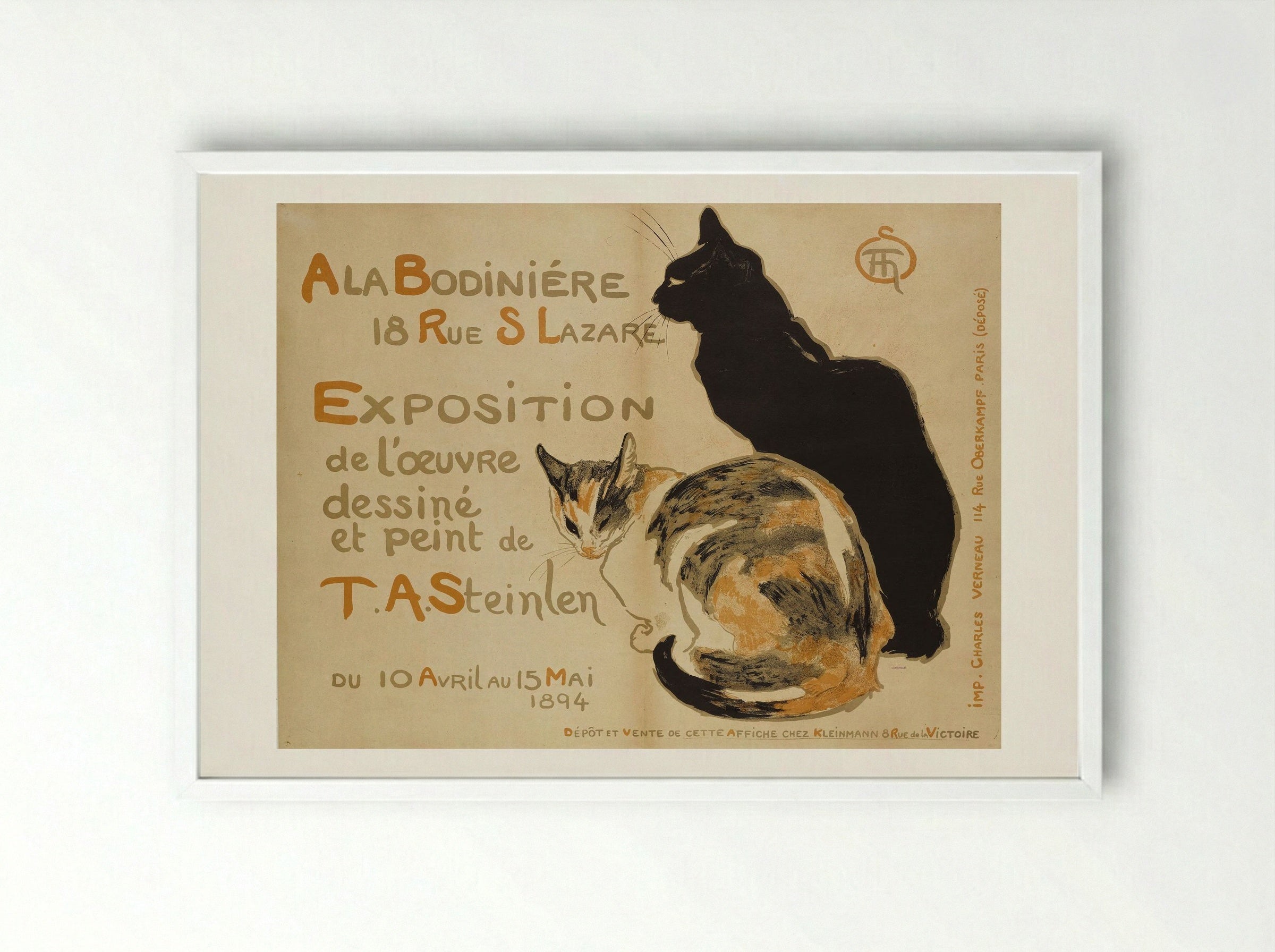 A la Bodinière, 18 Rue St. Lazare - Théophile Steinlen - Framed Print White