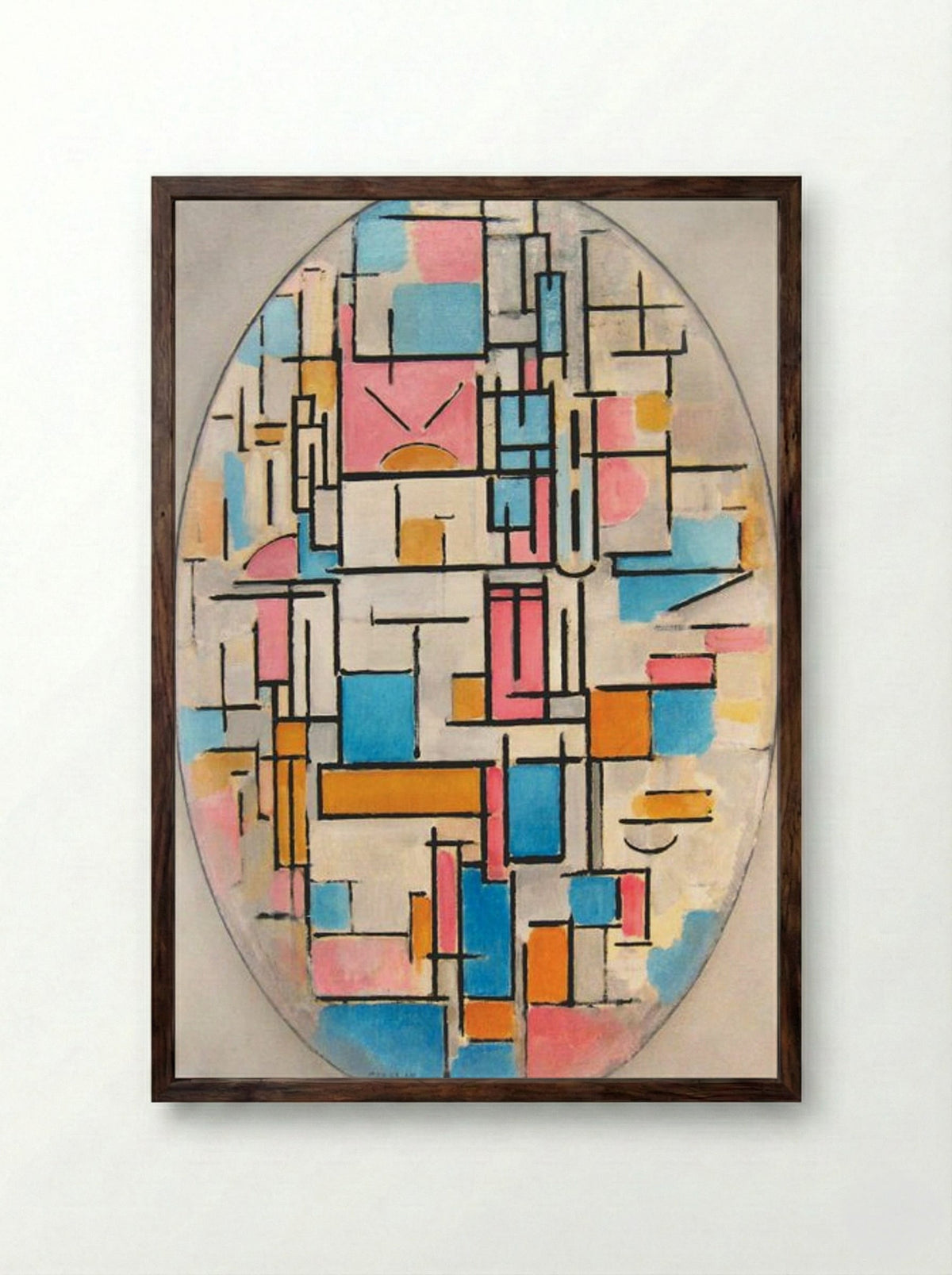 Composition in Oval with Colour Planes 1 - Piet Mondrian - Framed Print Dark Wood