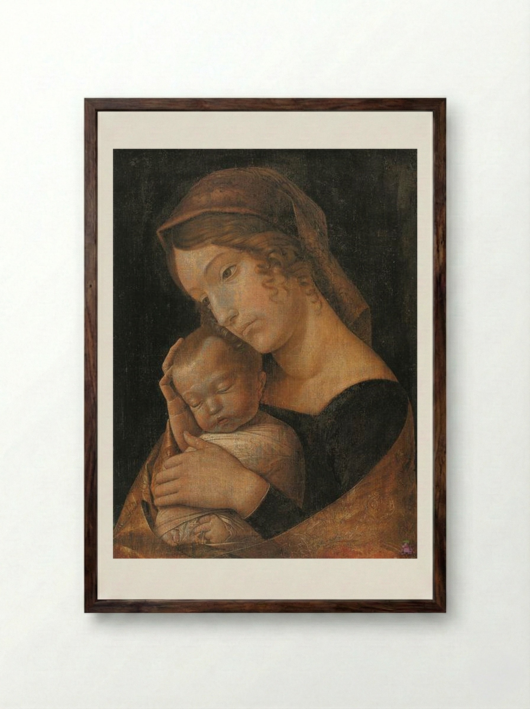 Virgin and Child - Andrea Mantegna - Framed Print Dark Wood