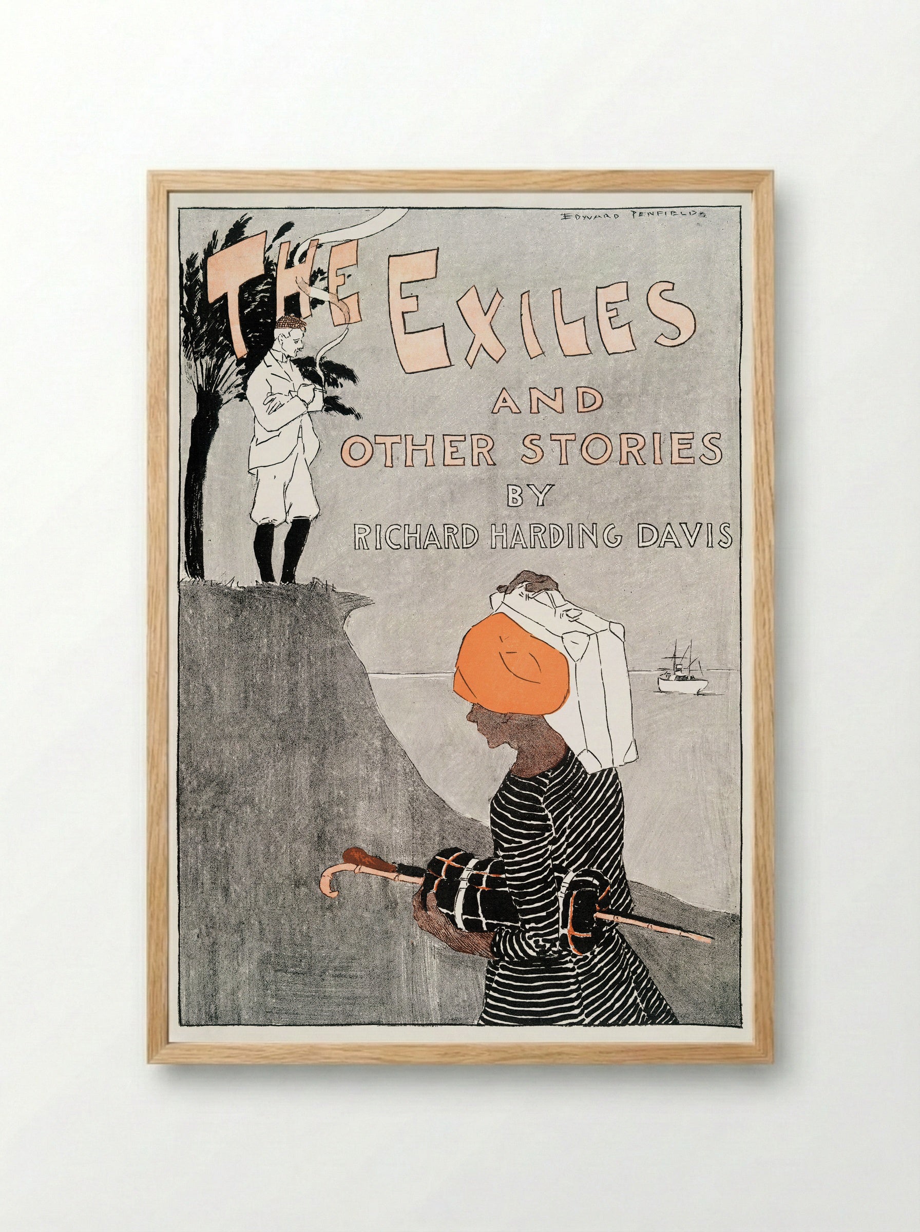 The Exiles and Other Stories by Richard Harding Davis - Edward Penfield - Framed Print Wood