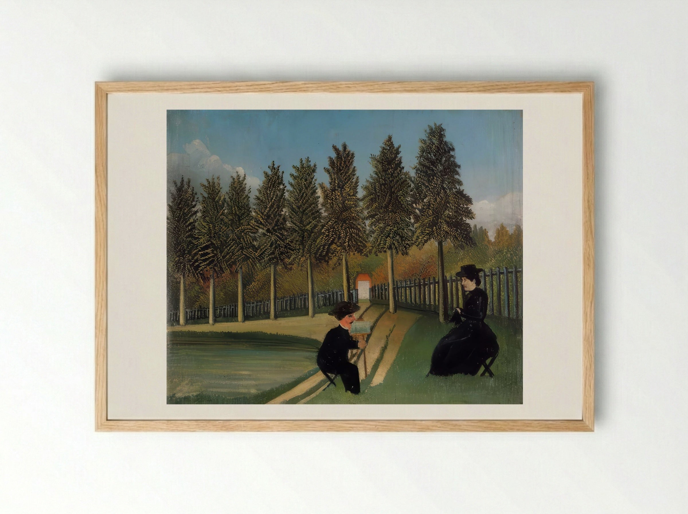 The Artist Painting His Wife by Henri Rousseau – Naïve Art Figurative Interior Print - Framed Print Wood