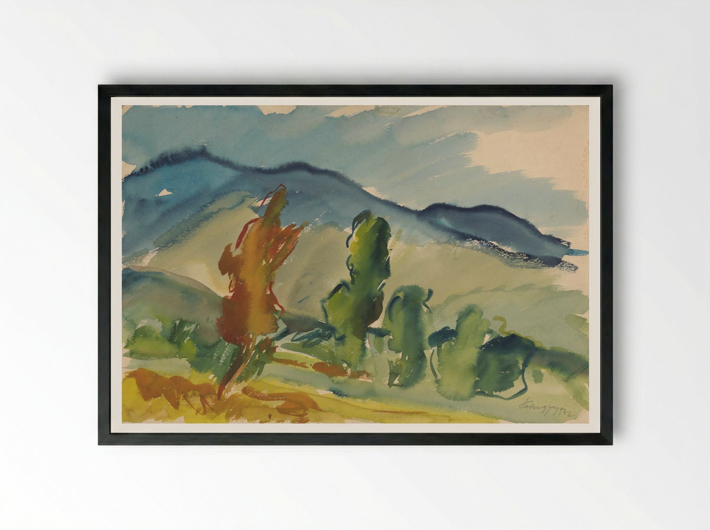 Landscape Below the Mountains - Zolo Palugyay - Framed Print Black
