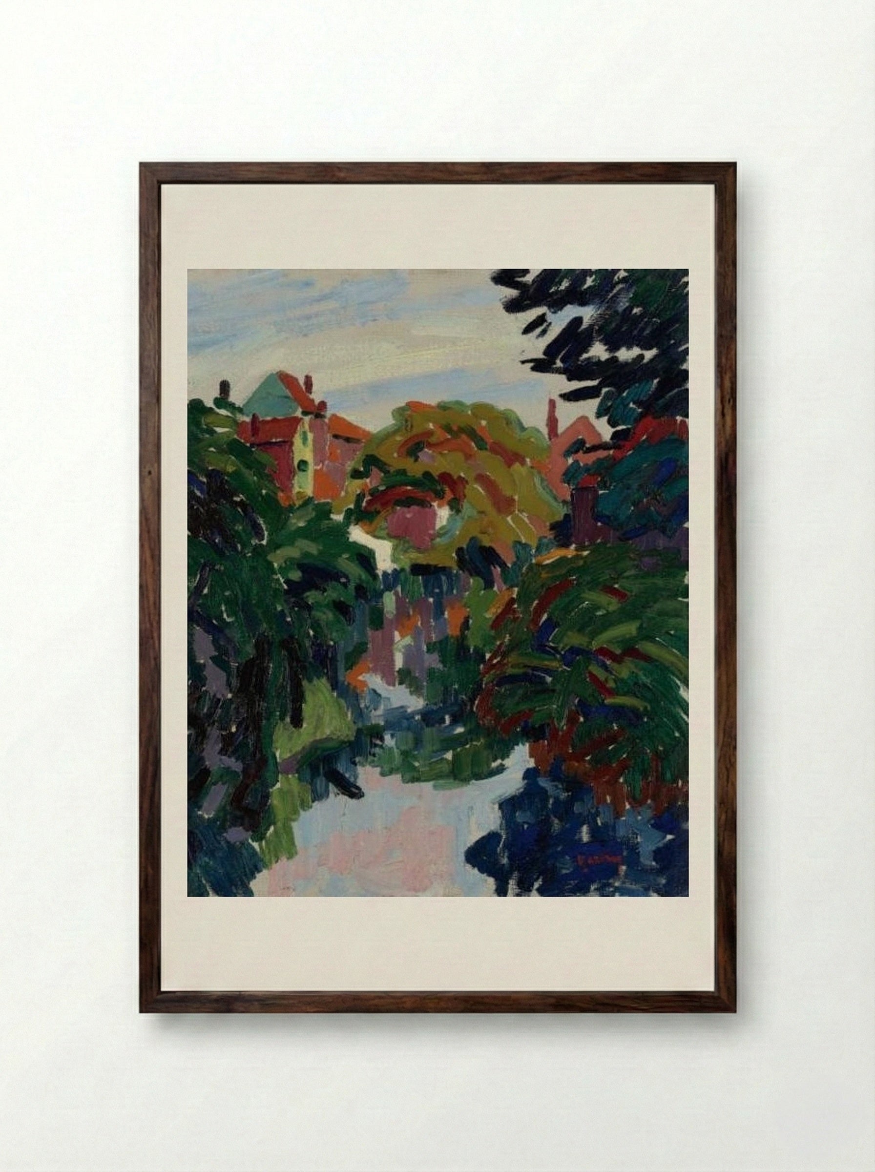 House at the Water - Auguste Herbin - Framed Print Dark Wood