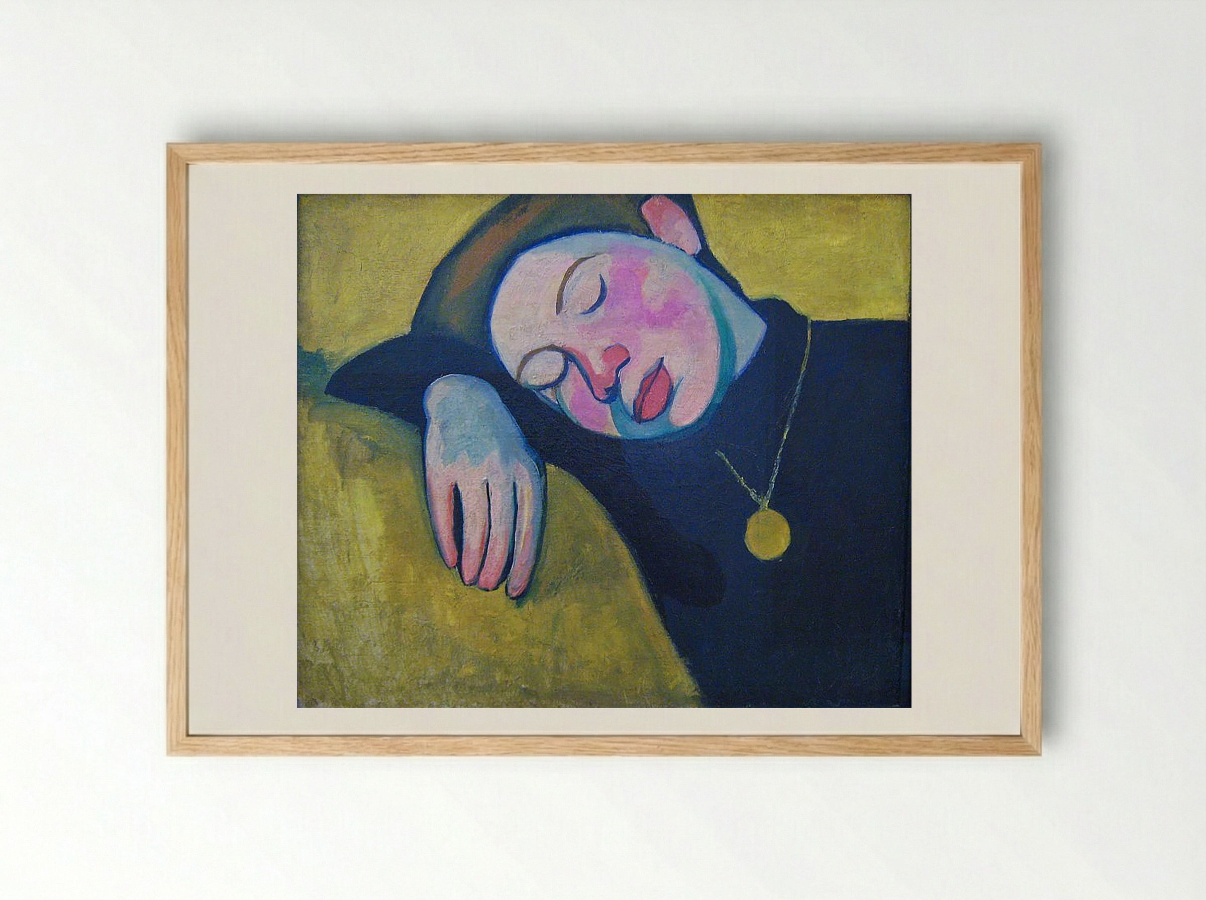 Sleeping Girl - Alexej von Jawlensky - Framed Print Wood