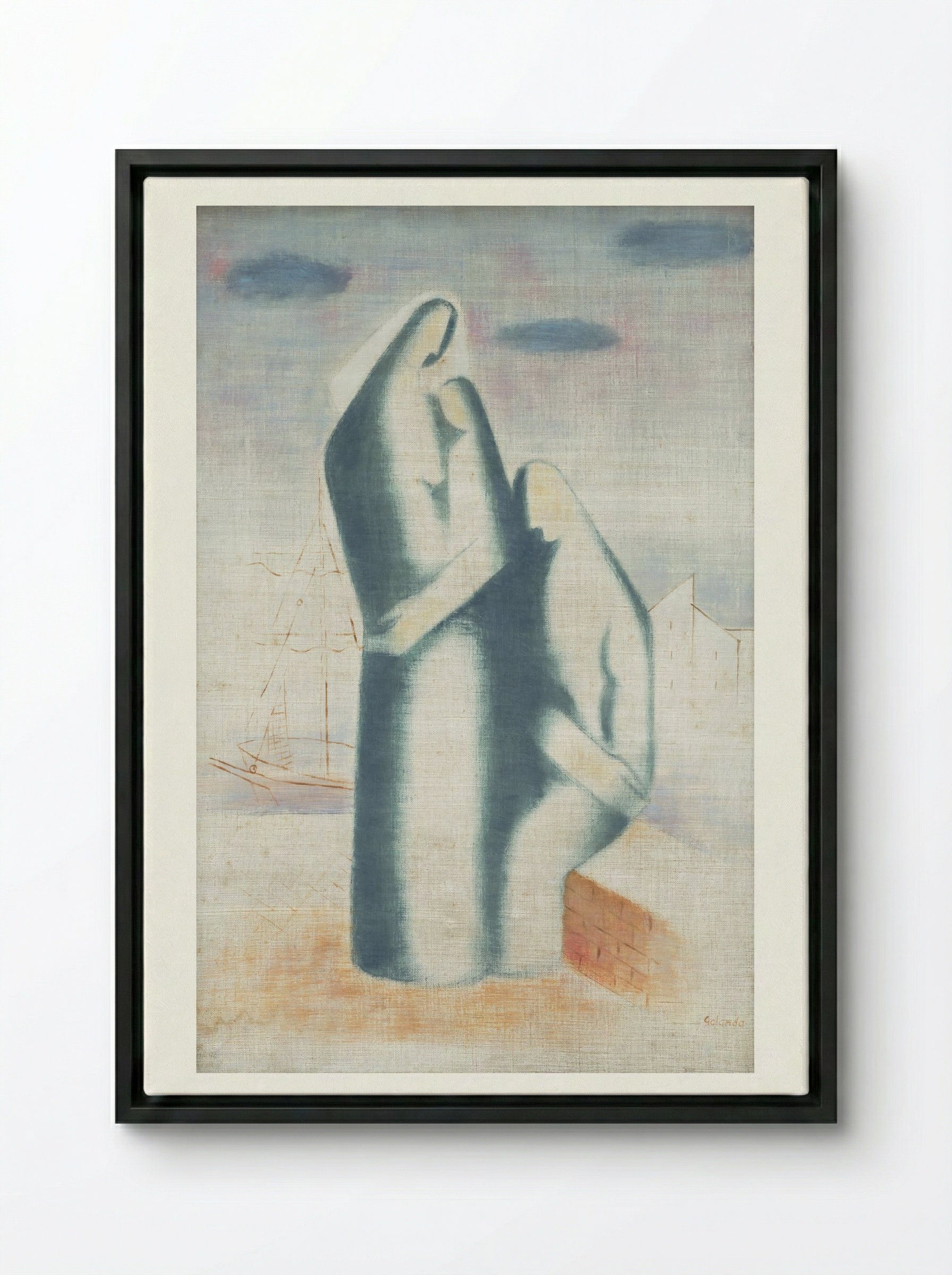 Poor Family - Mikuláš Galanda - Framed Canvas Black