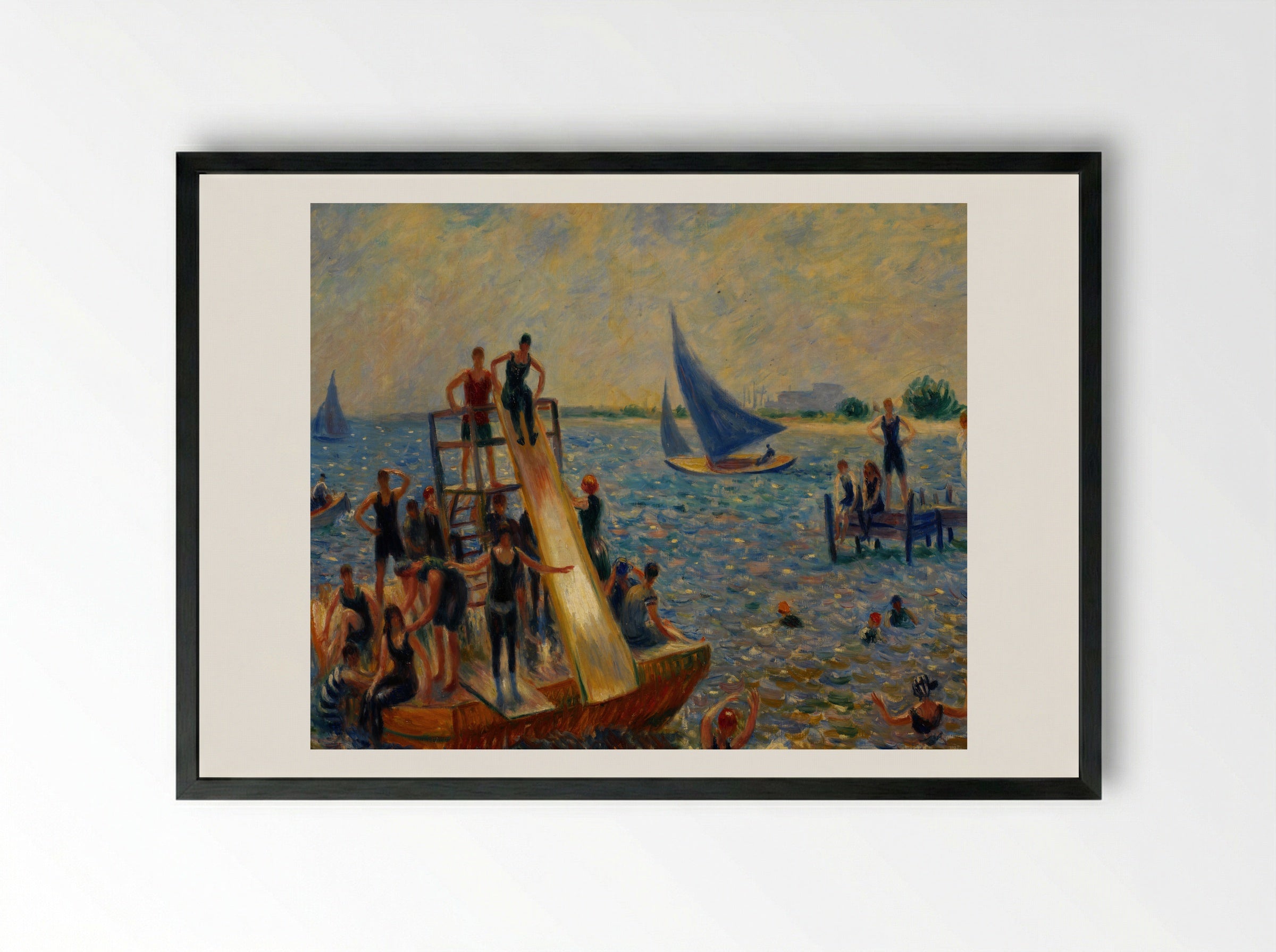The Raft - William James Glackens - Framed Print Black