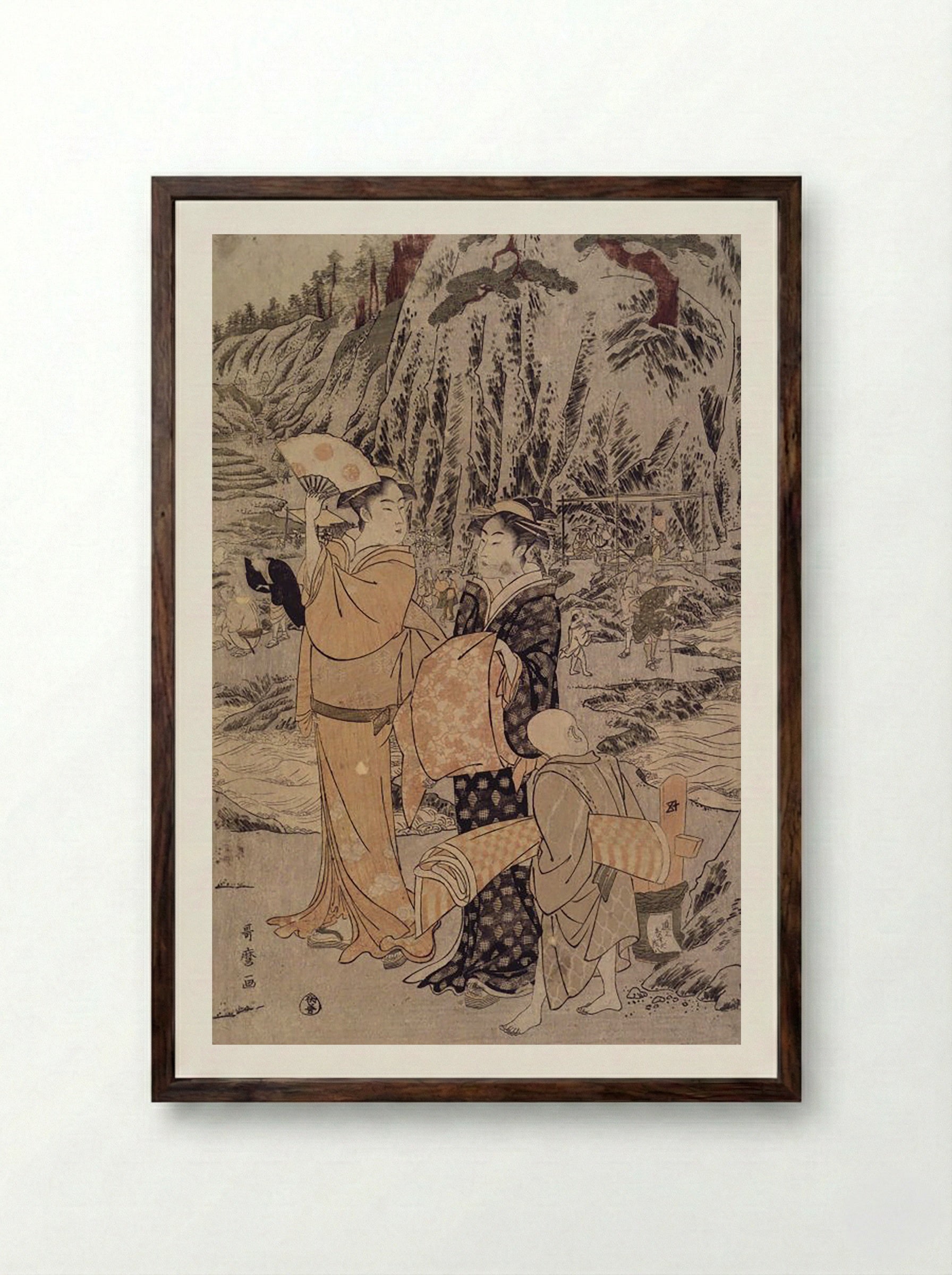 Along the Shore of Yènoshim - Utagawa Toyokuni - Framed Print Dark Wood
