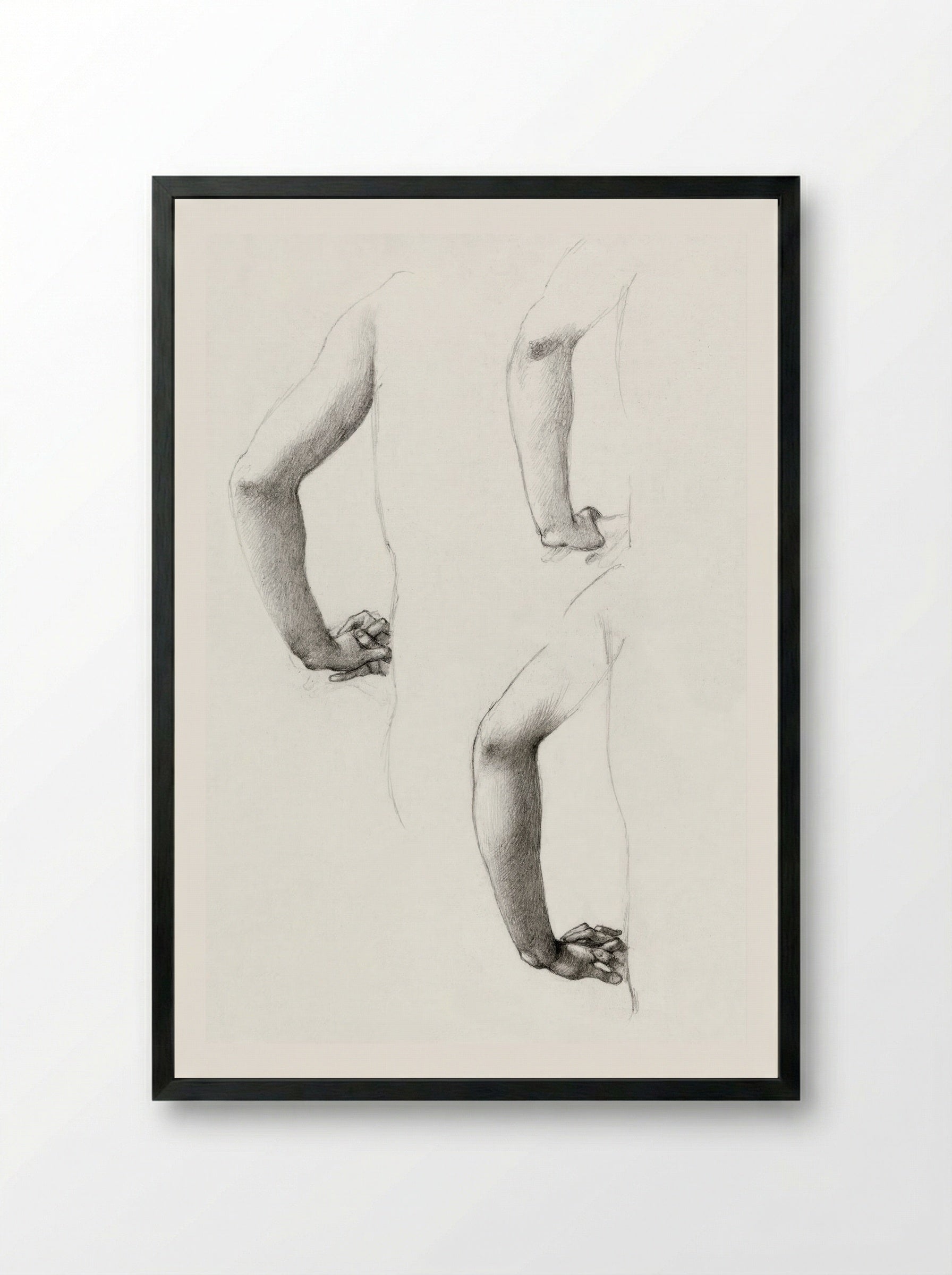 Studies of an Arm and Hands - Edward Burne-Jones - Framed Print Black