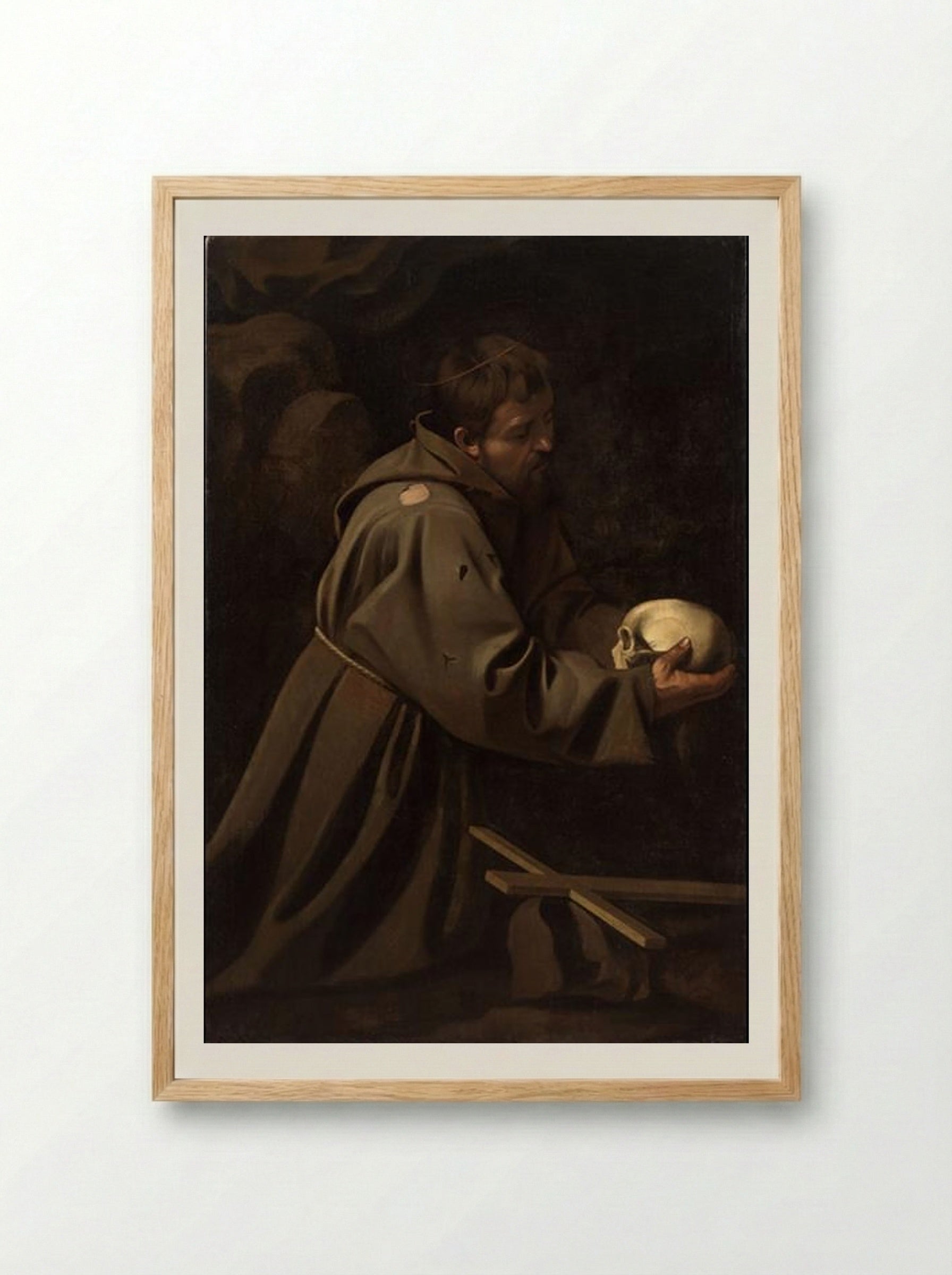 Saint Francis in Prayer - Caravaggio - Framed Print Wood